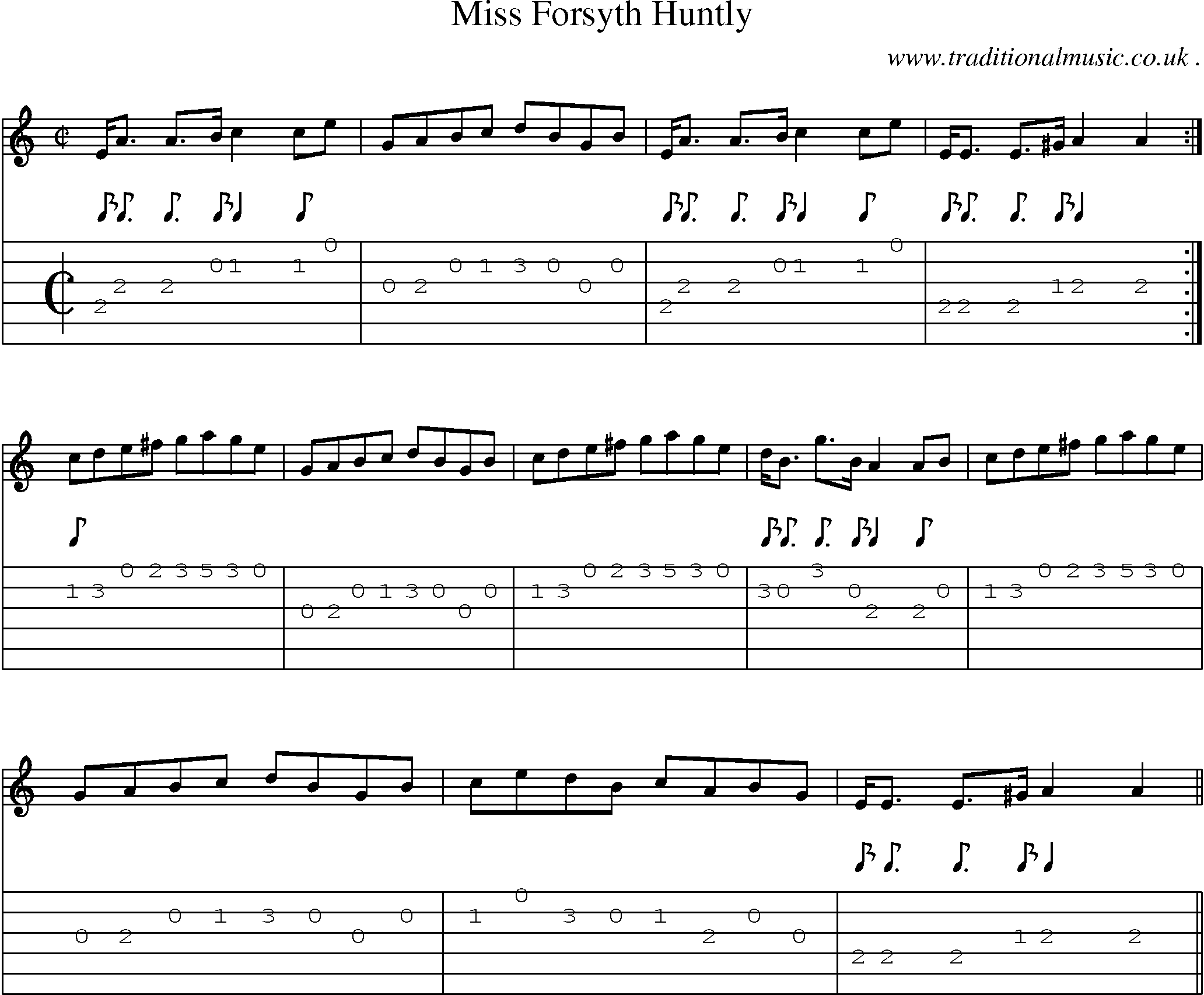 Sheet-music  score, Chords and Guitar Tabs for Miss Forsyth Huntly