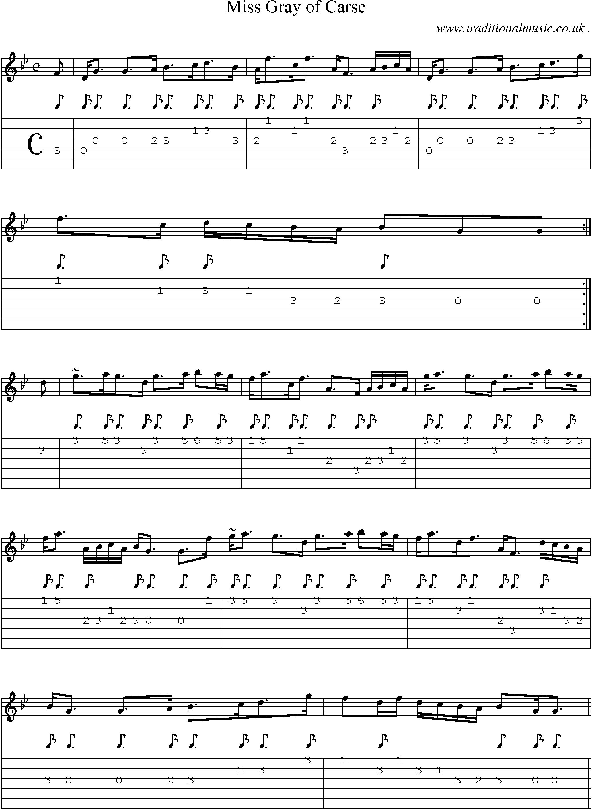 Sheet-music  score, Chords and Guitar Tabs for Miss Gray Of Carse