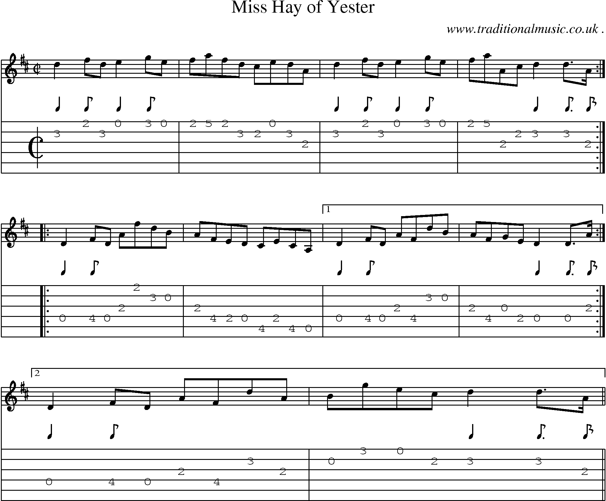 Sheet-music  score, Chords and Guitar Tabs for Miss Hay Of Yester