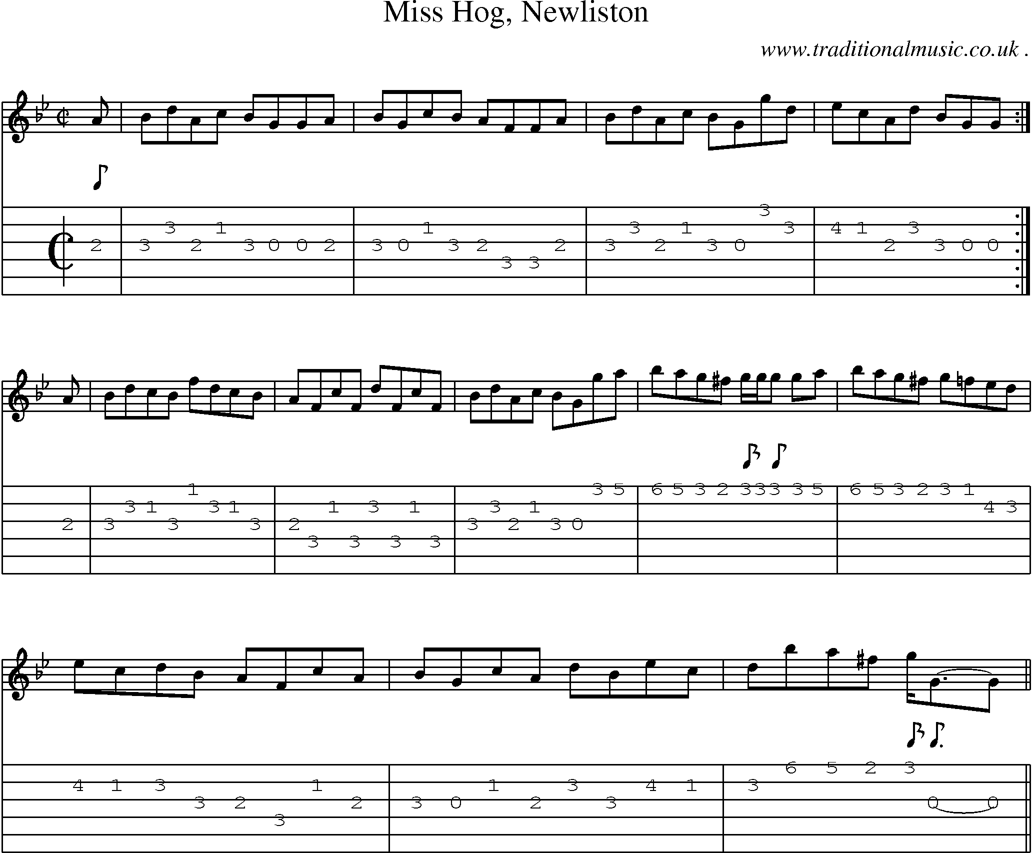 Sheet-music  score, Chords and Guitar Tabs for Miss Hog Newliston