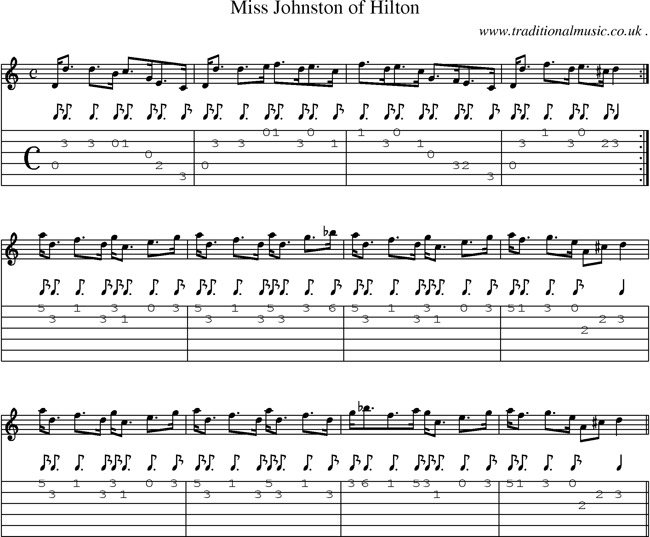 Sheet-music  score, Chords and Guitar Tabs for Miss Johnston Of Hilton 