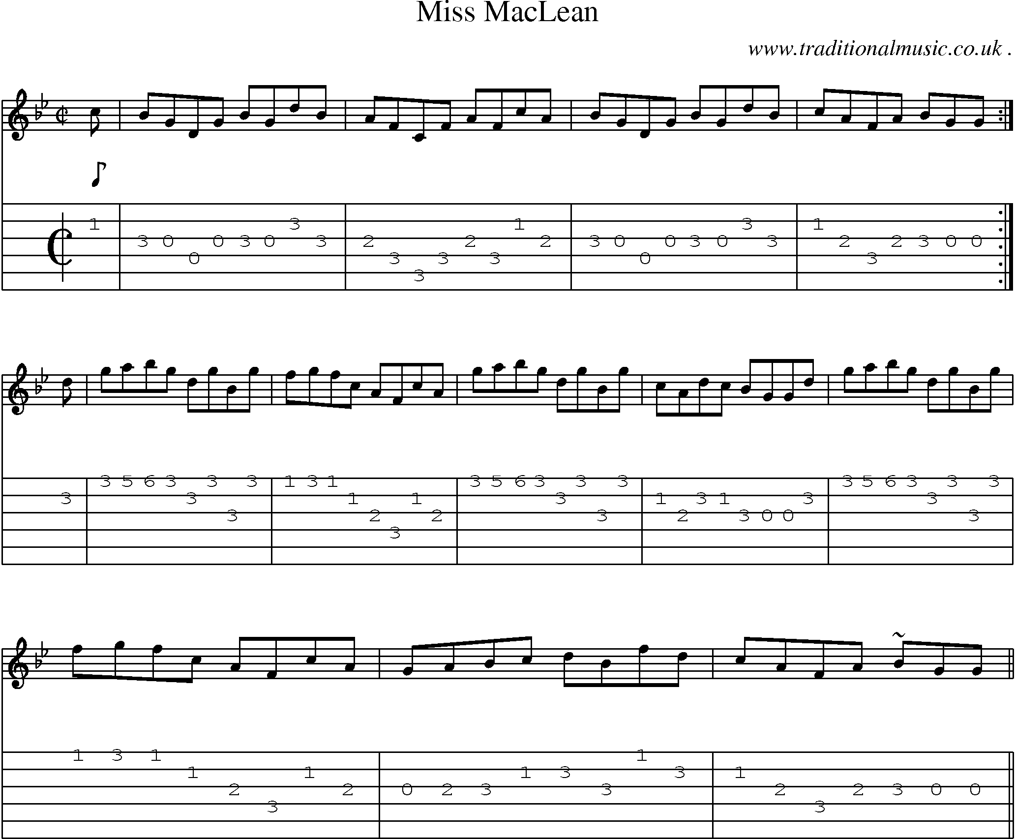 Sheet-music  score, Chords and Guitar Tabs for Miss Maclean
