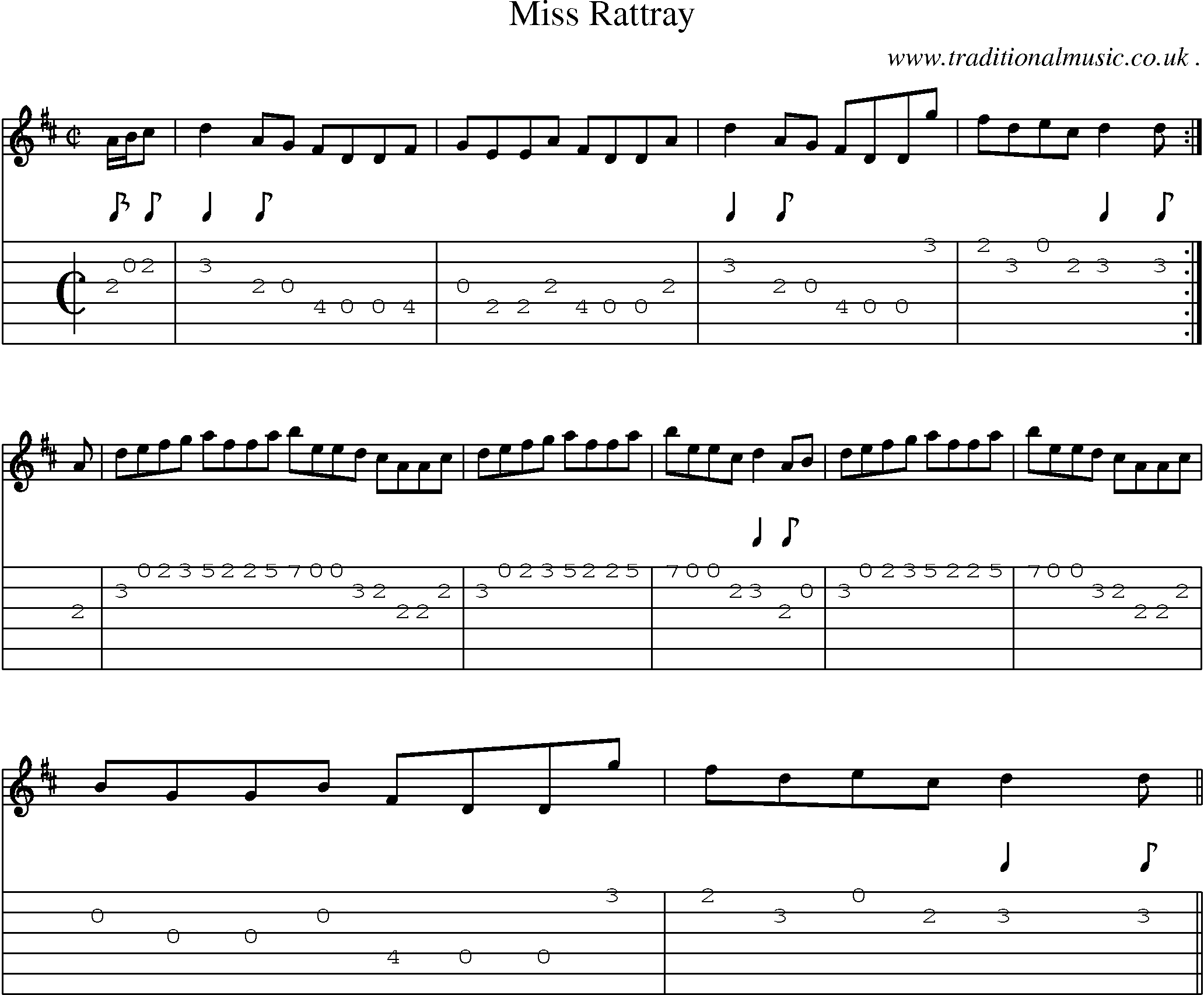 Sheet-music  score, Chords and Guitar Tabs for Miss Rattray