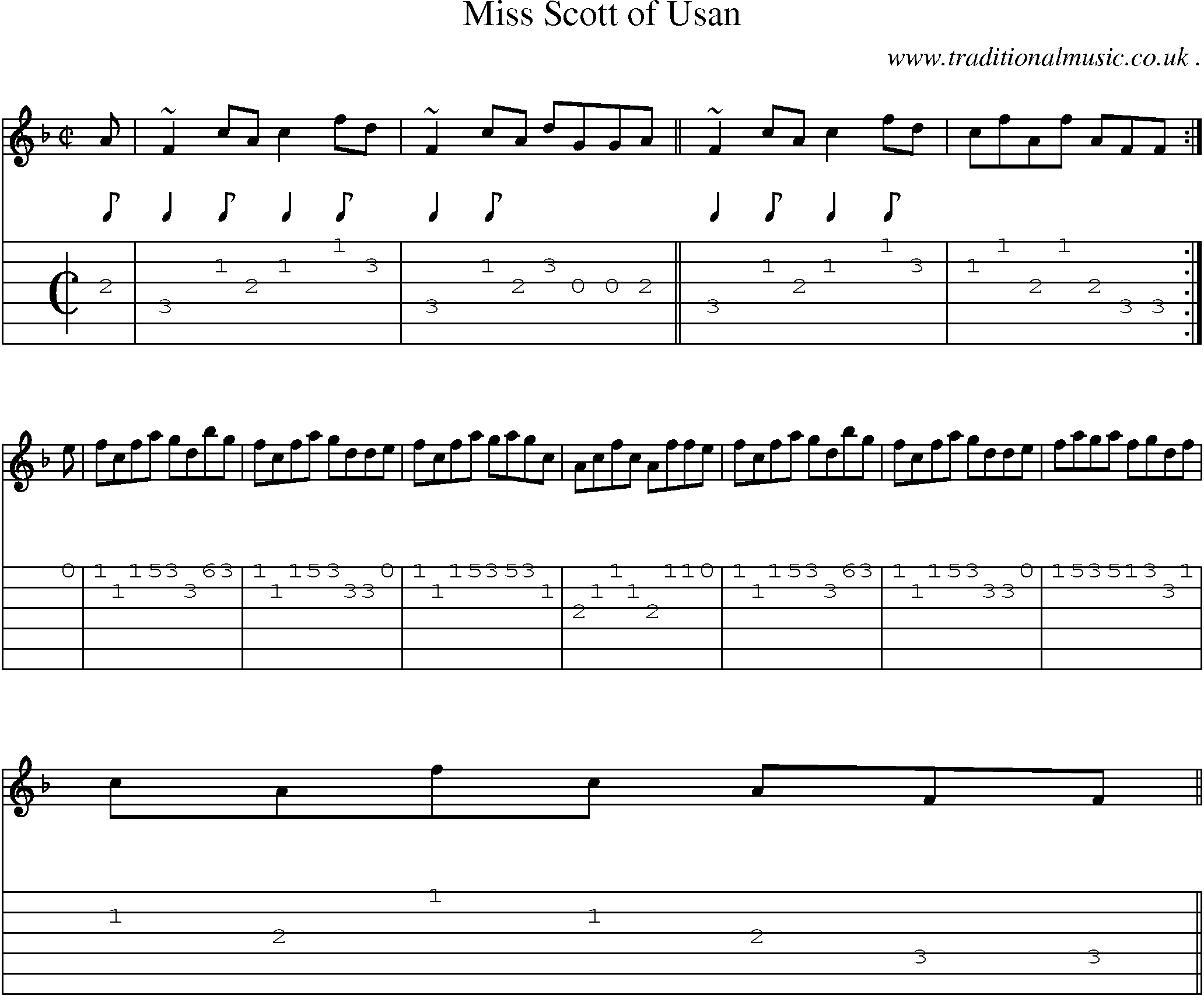 Sheet-music  score, Chords and Guitar Tabs for Miss Scott Of Usan
