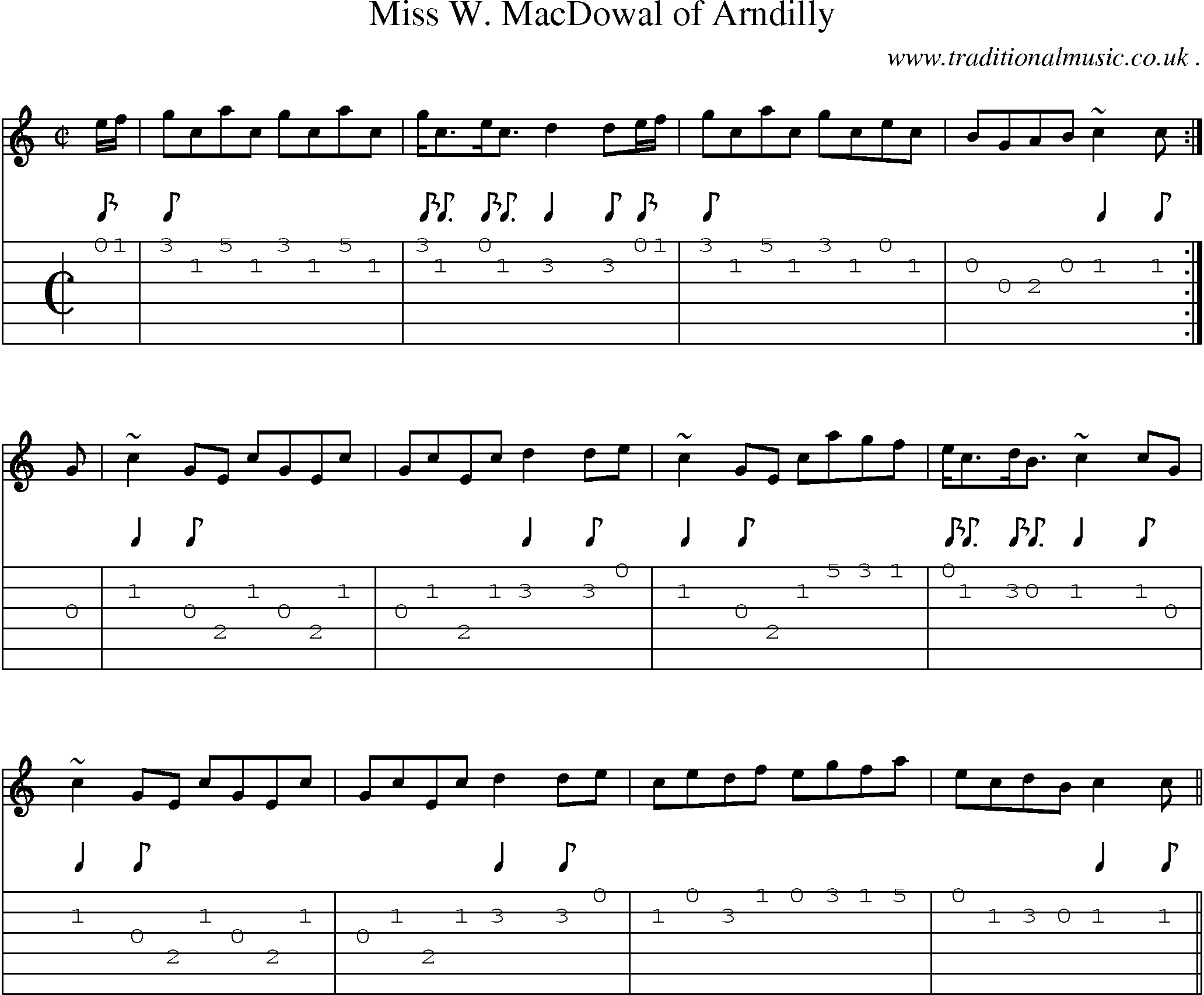 Sheet-music  score, Chords and Guitar Tabs for Miss W Macdowal Of Arndilly