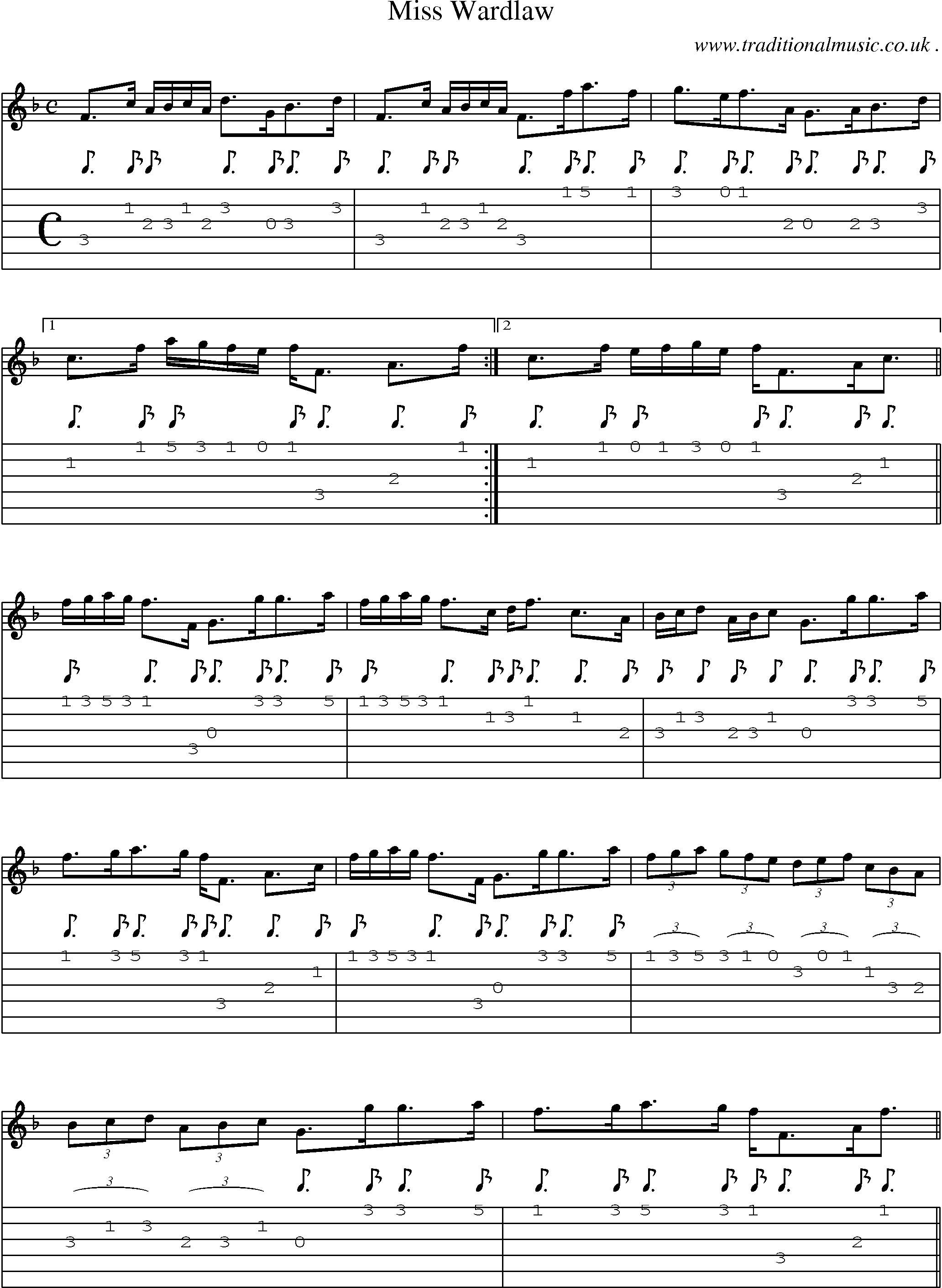Sheet-music  score, Chords and Guitar Tabs for Miss Wardlaw