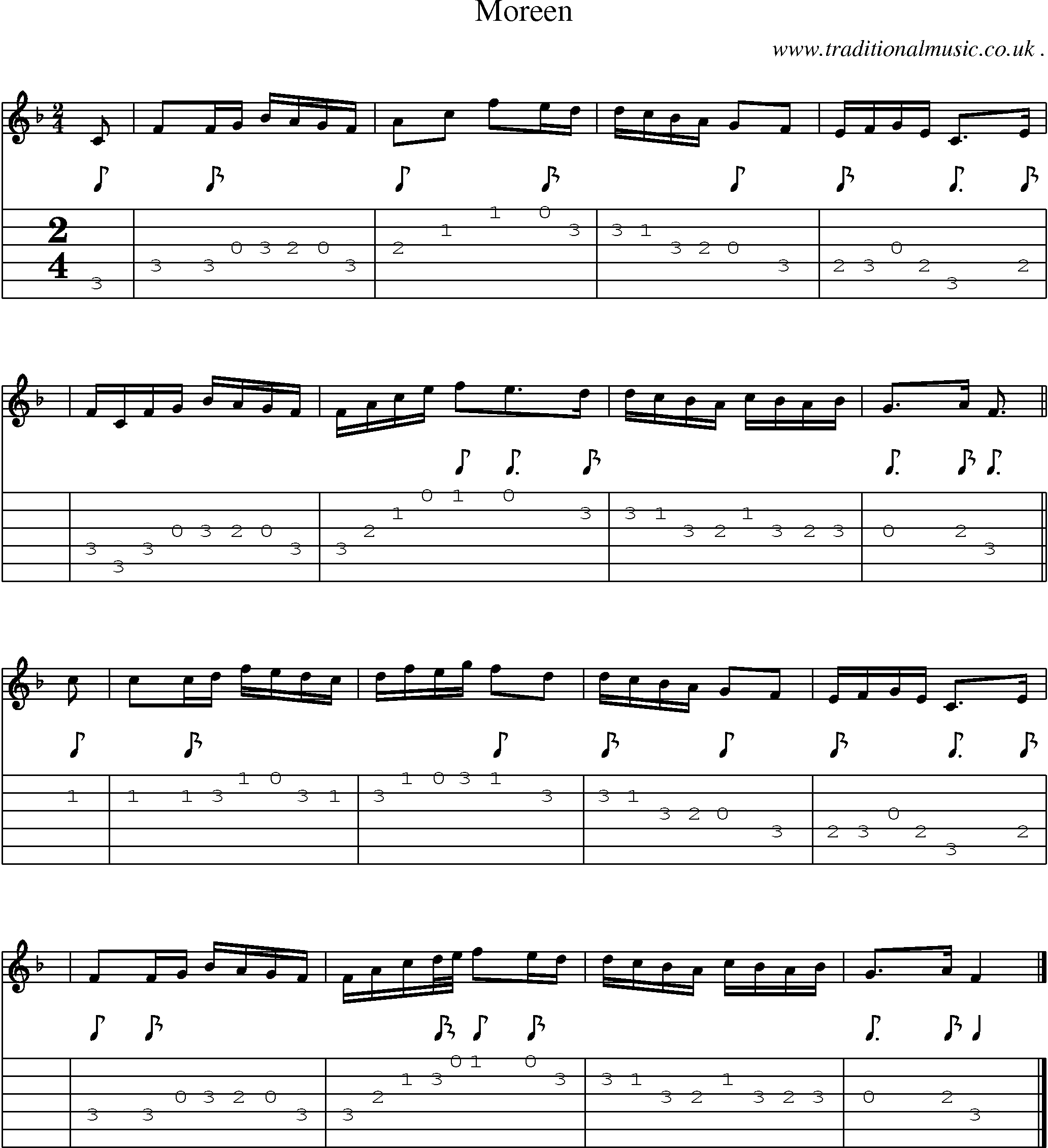 Sheet-music  score, Chords and Guitar Tabs for Moreen