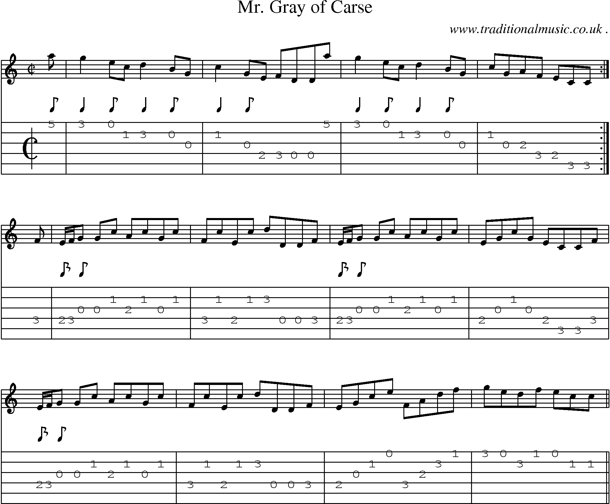 Sheet-music  score, Chords and Guitar Tabs for Mr Gray Of Carse