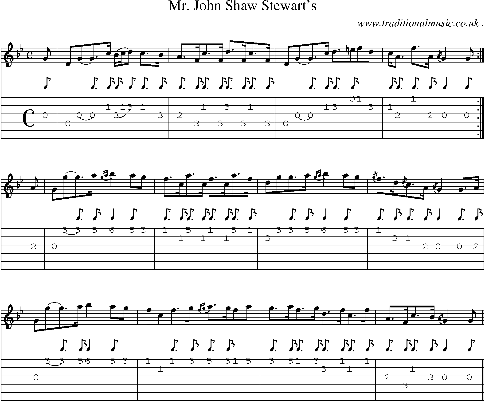 Sheet-music  score, Chords and Guitar Tabs for Mr John Shaw Stewarts
