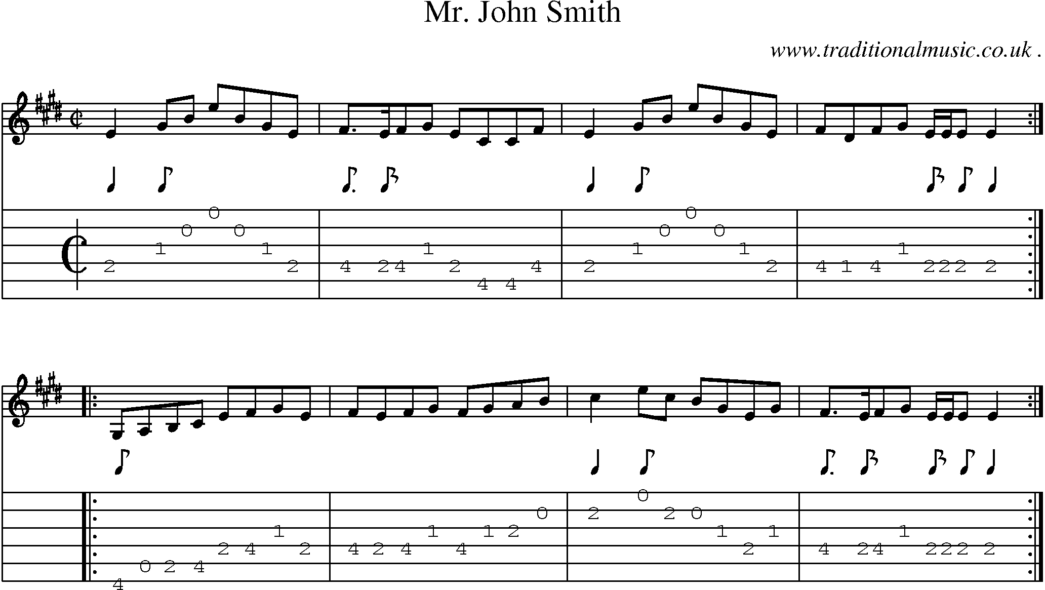 Sheet-music  score, Chords and Guitar Tabs for Mr John Smith