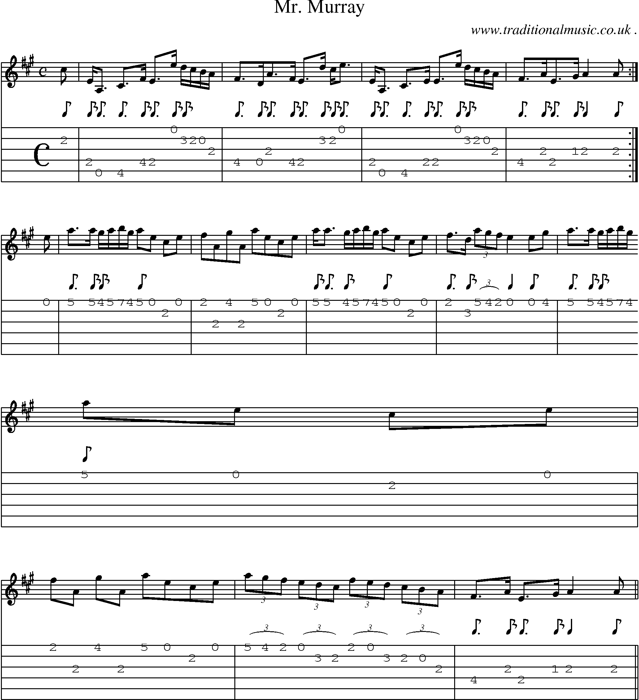 Sheet-music  score, Chords and Guitar Tabs for Mr Murray
