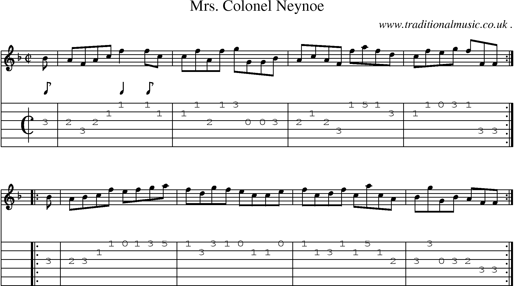Sheet-music  score, Chords and Guitar Tabs for Mrs Colonel Neynoe