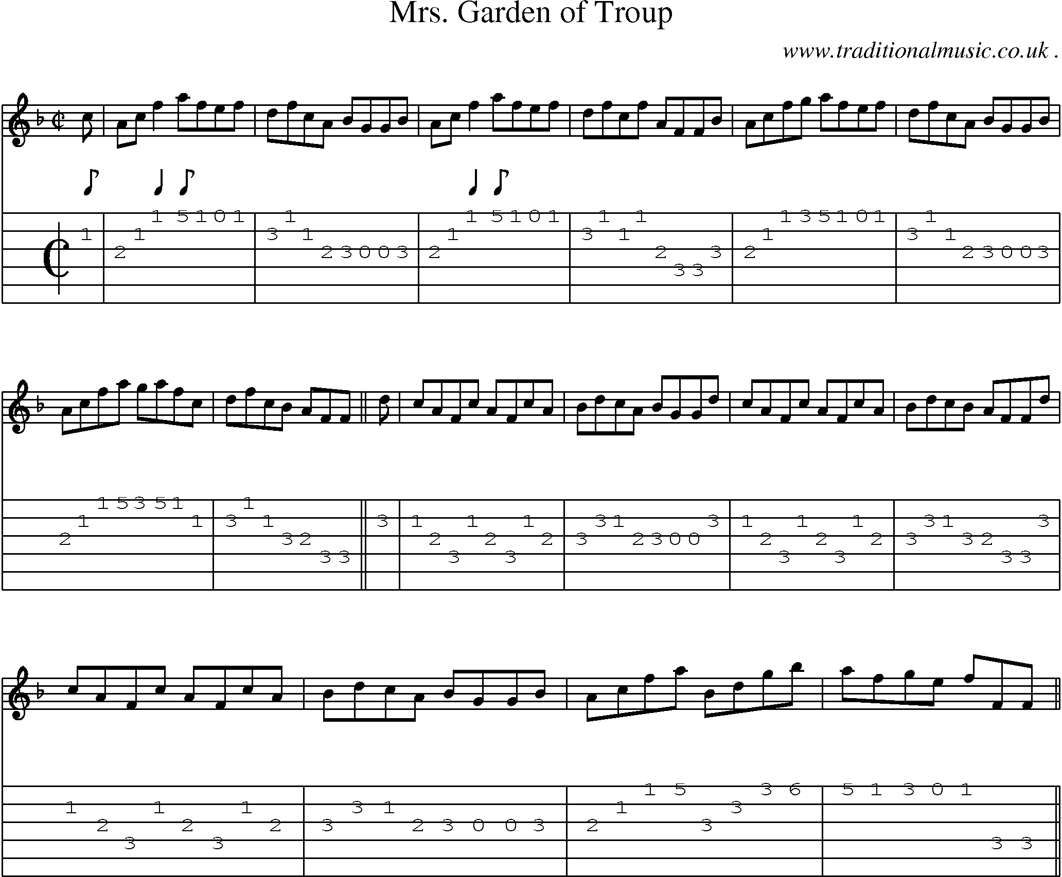 Sheet-music  score, Chords and Guitar Tabs for Mrs Garden Of Troup