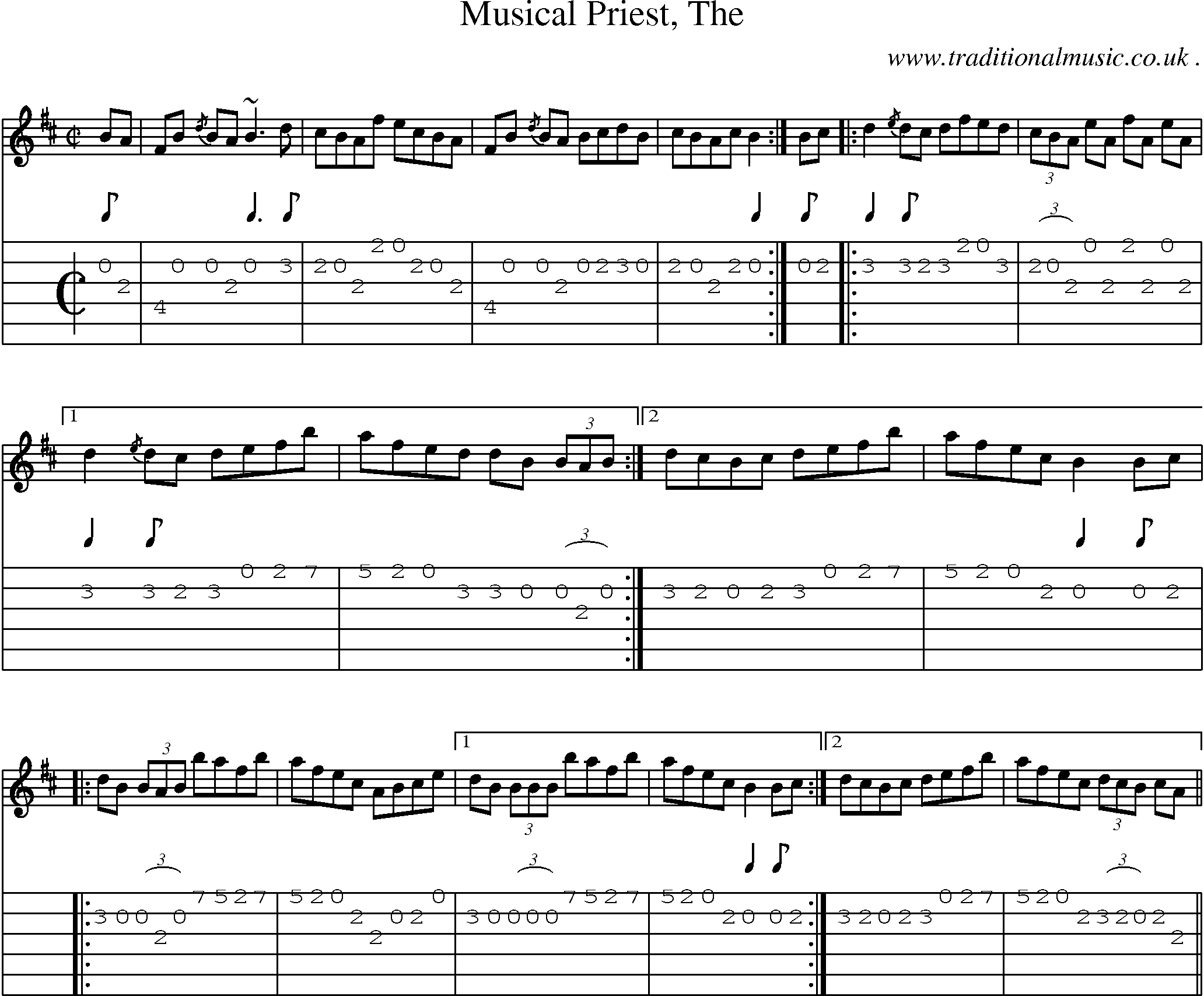 Sheet-music  score, Chords and Guitar Tabs for Musical Priest The