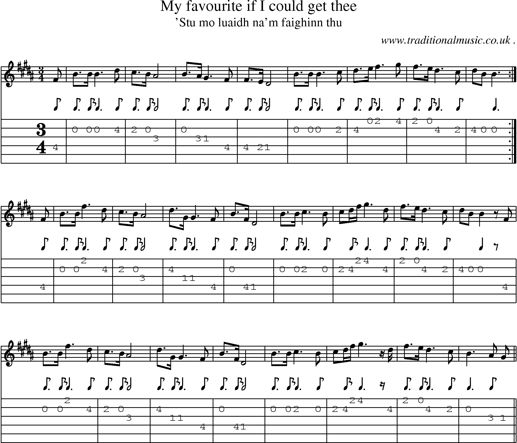 Sheet-music  score, Chords and Guitar Tabs for My Favourite If I Could Get Thee