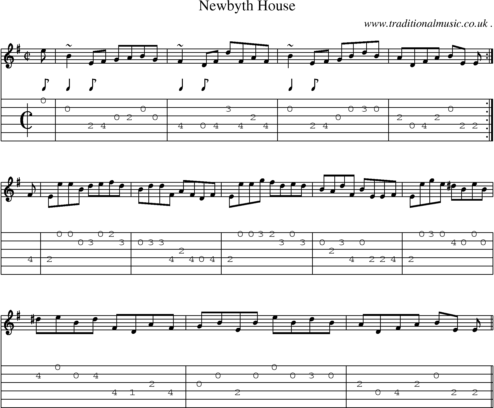 Sheet-music  score, Chords and Guitar Tabs for Newbyth House