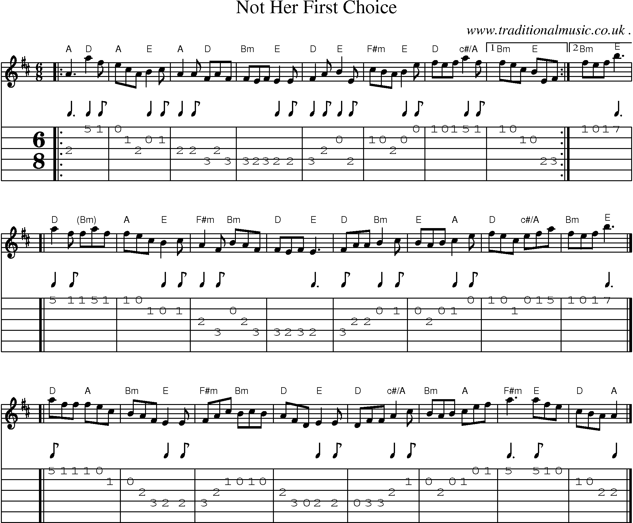 Sheet-music  score, Chords and Guitar Tabs for Not Her First Choice