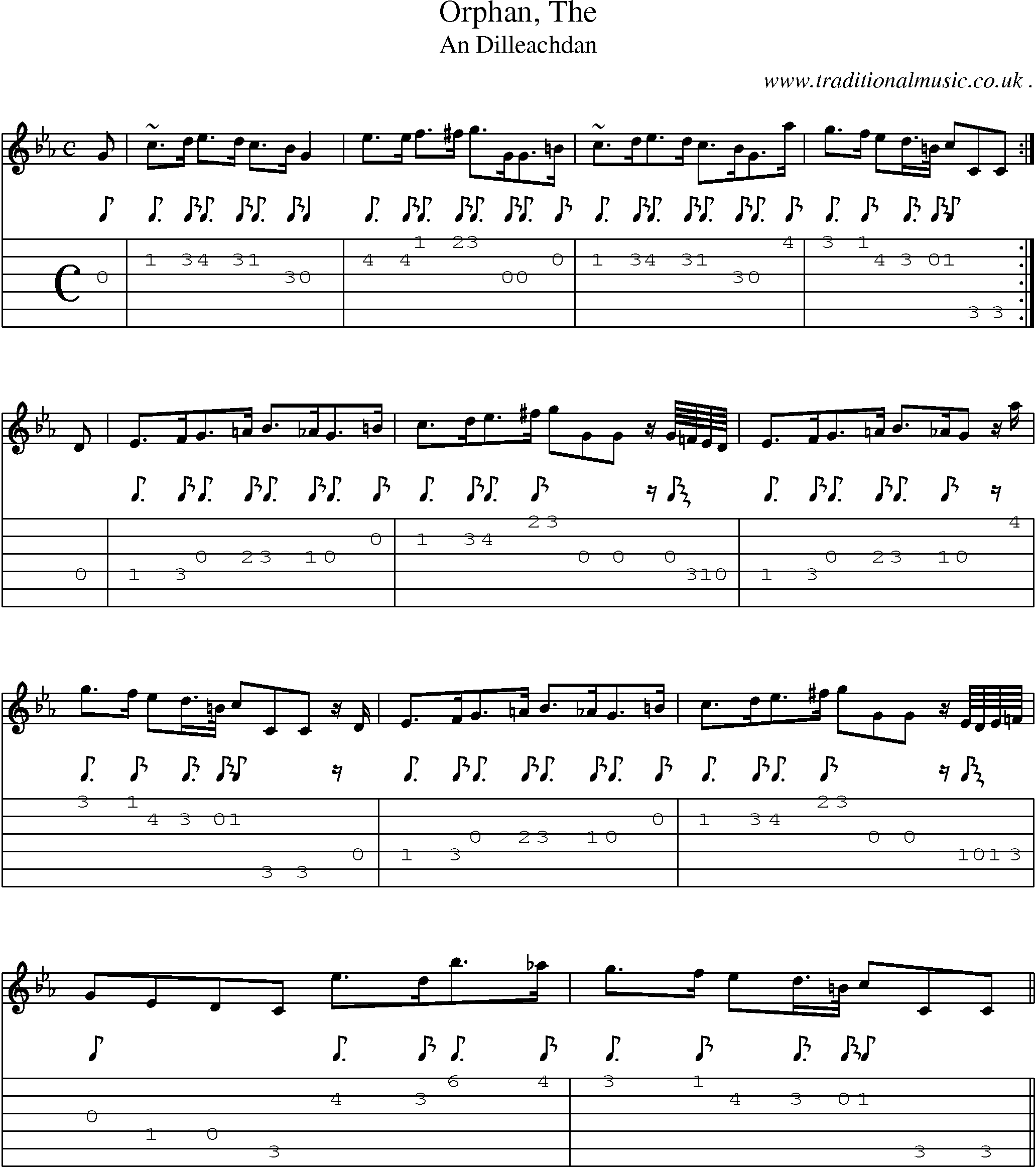 Sheet-music  score, Chords and Guitar Tabs for Orphan The 