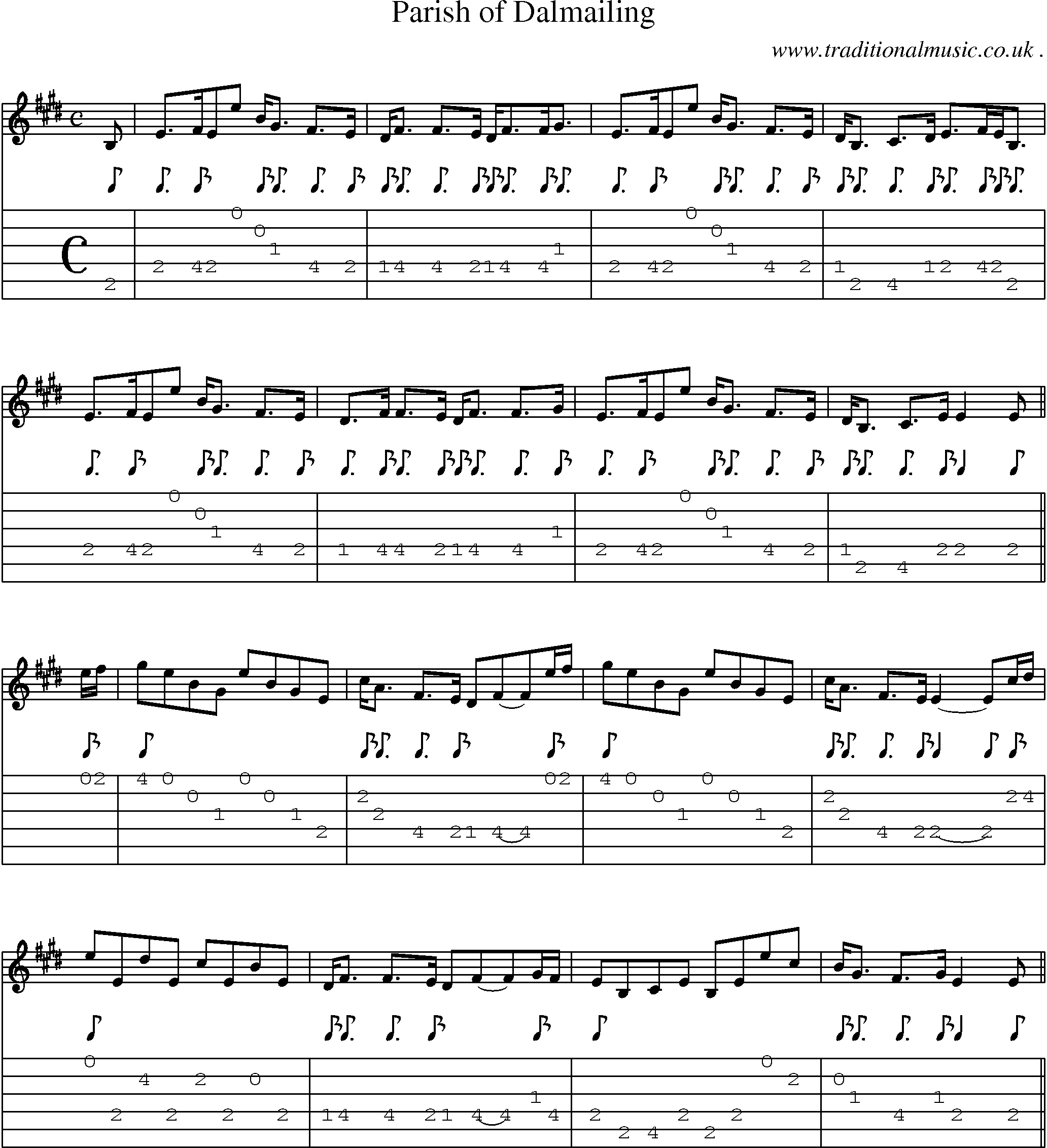 Sheet-music  score, Chords and Guitar Tabs for Parish Of Dalmailing