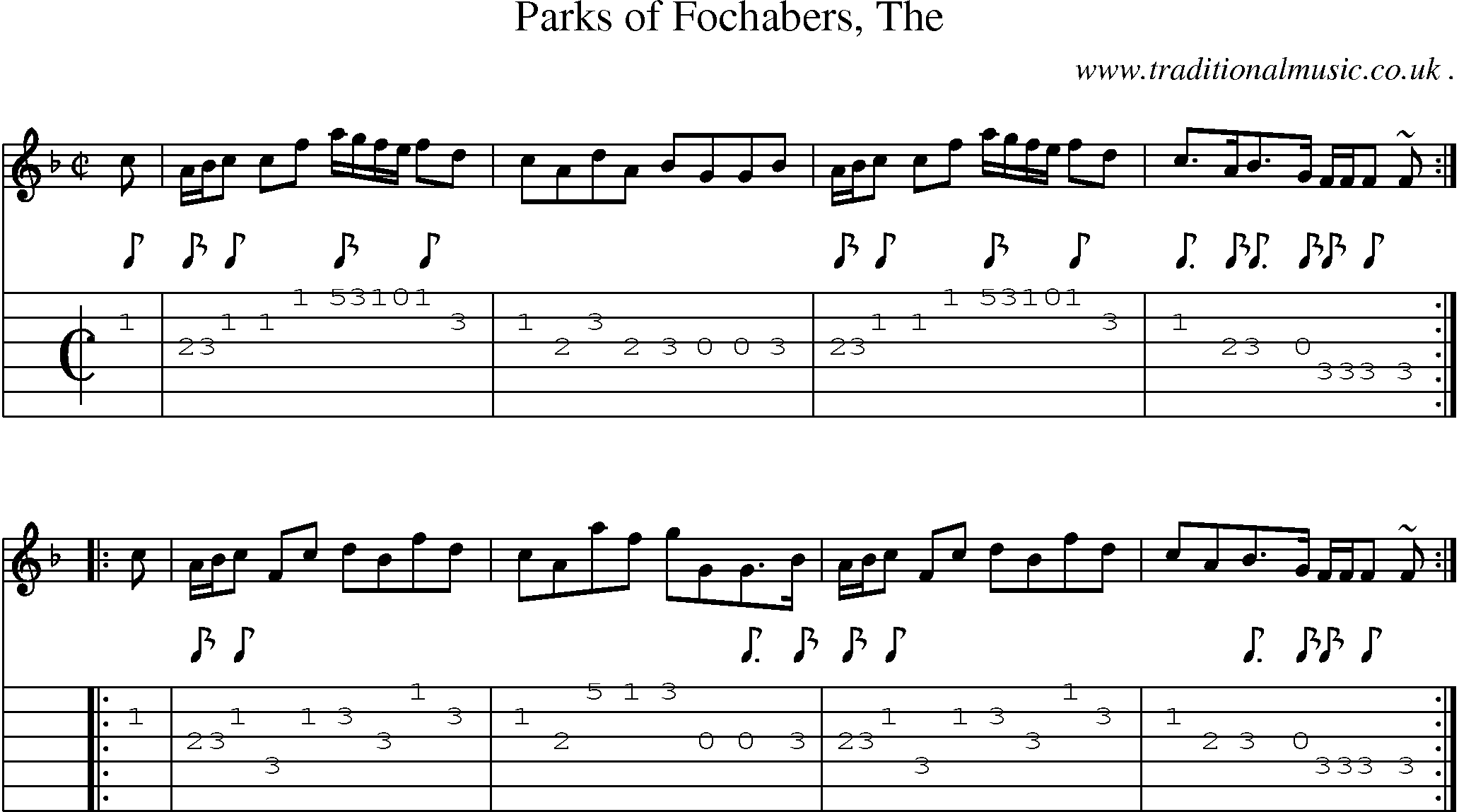 Sheet-music  score, Chords and Guitar Tabs for Parks Of Fochabers The
