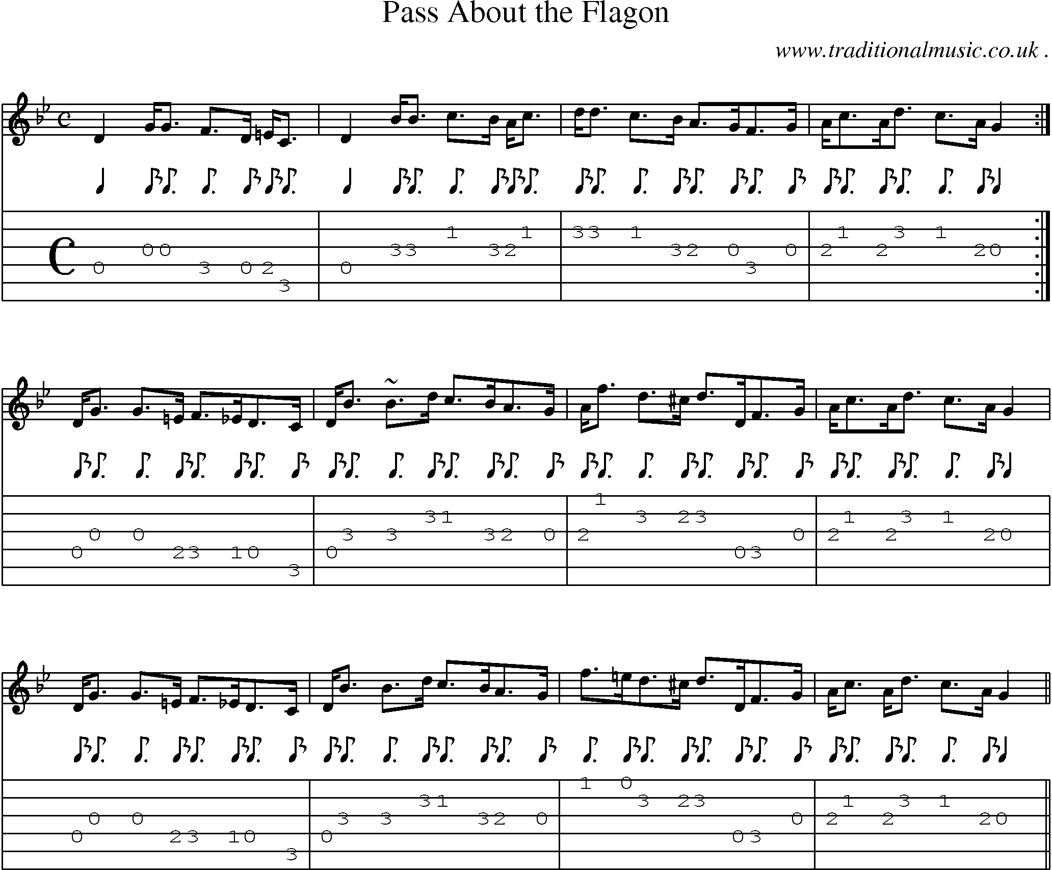 Sheet-music  score, Chords and Guitar Tabs for Pass About The Flagon
