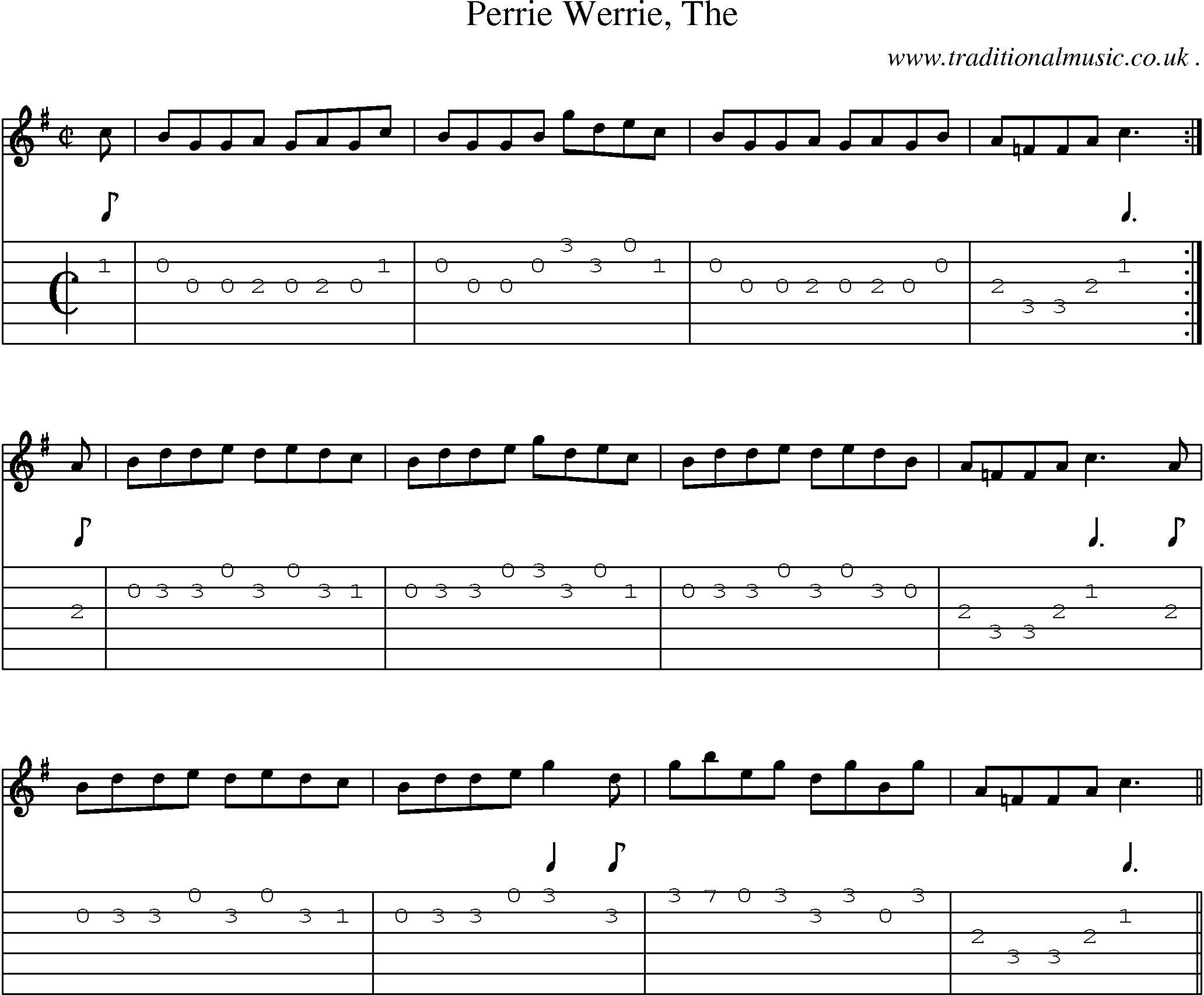 Sheet-music  score, Chords and Guitar Tabs for Perrie Werrie The
