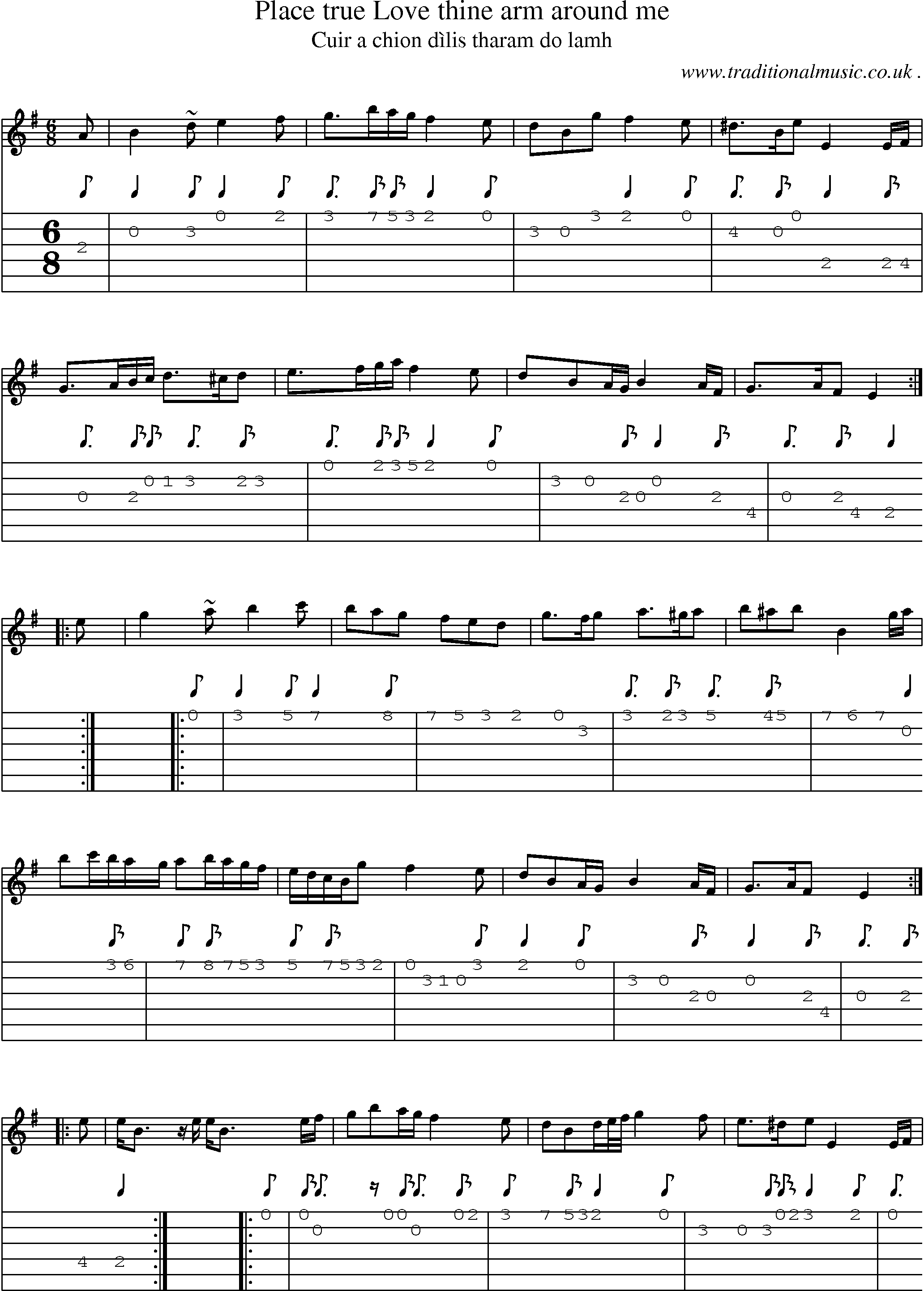 Sheet-music  score, Chords and Guitar Tabs for Place True Love Thine Arm Around Me