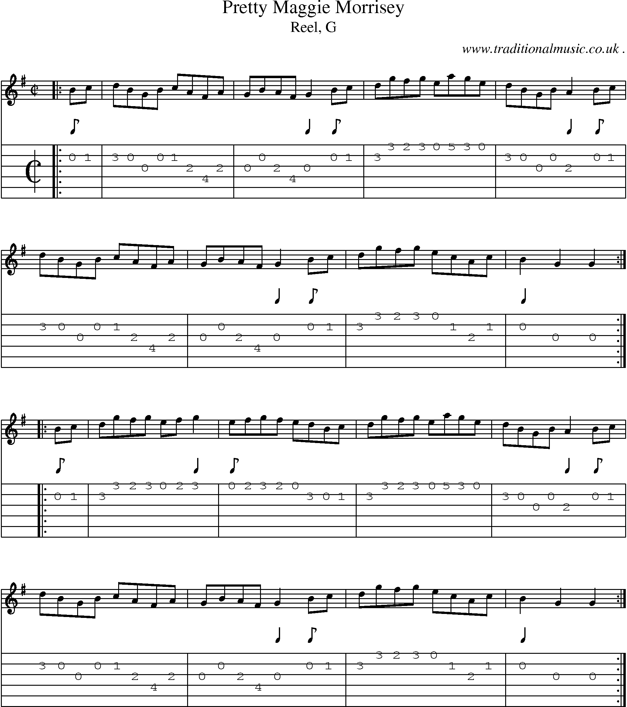 Sheet-music  score, Chords and Guitar Tabs for Pretty Maggie Morrisey