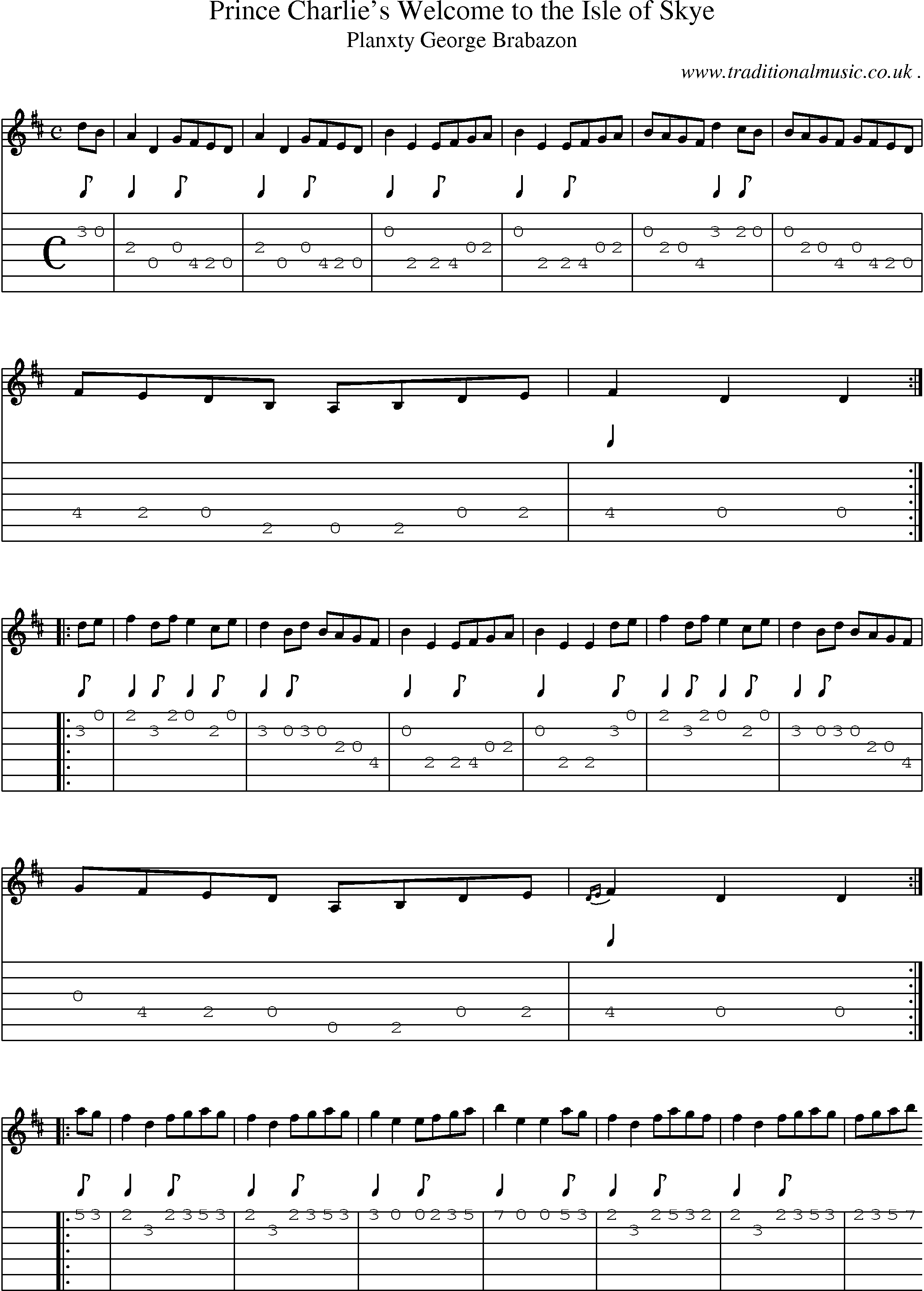 Sheet-music  score, Chords and Guitar Tabs for Prince Charlies Welcome To The Isle Of Skye