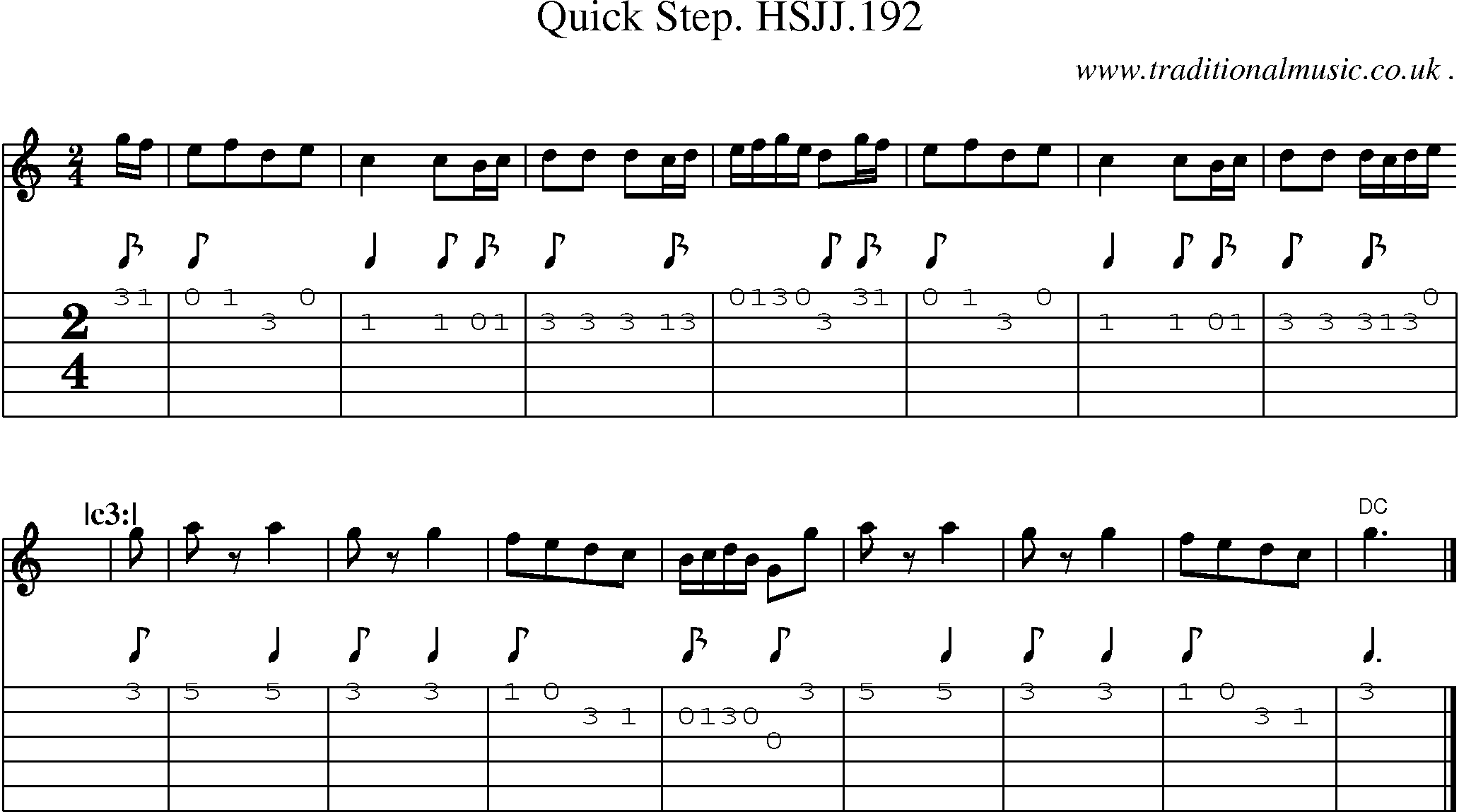 Sheet-music  score, Chords and Guitar Tabs for Quick Step Hsjj192