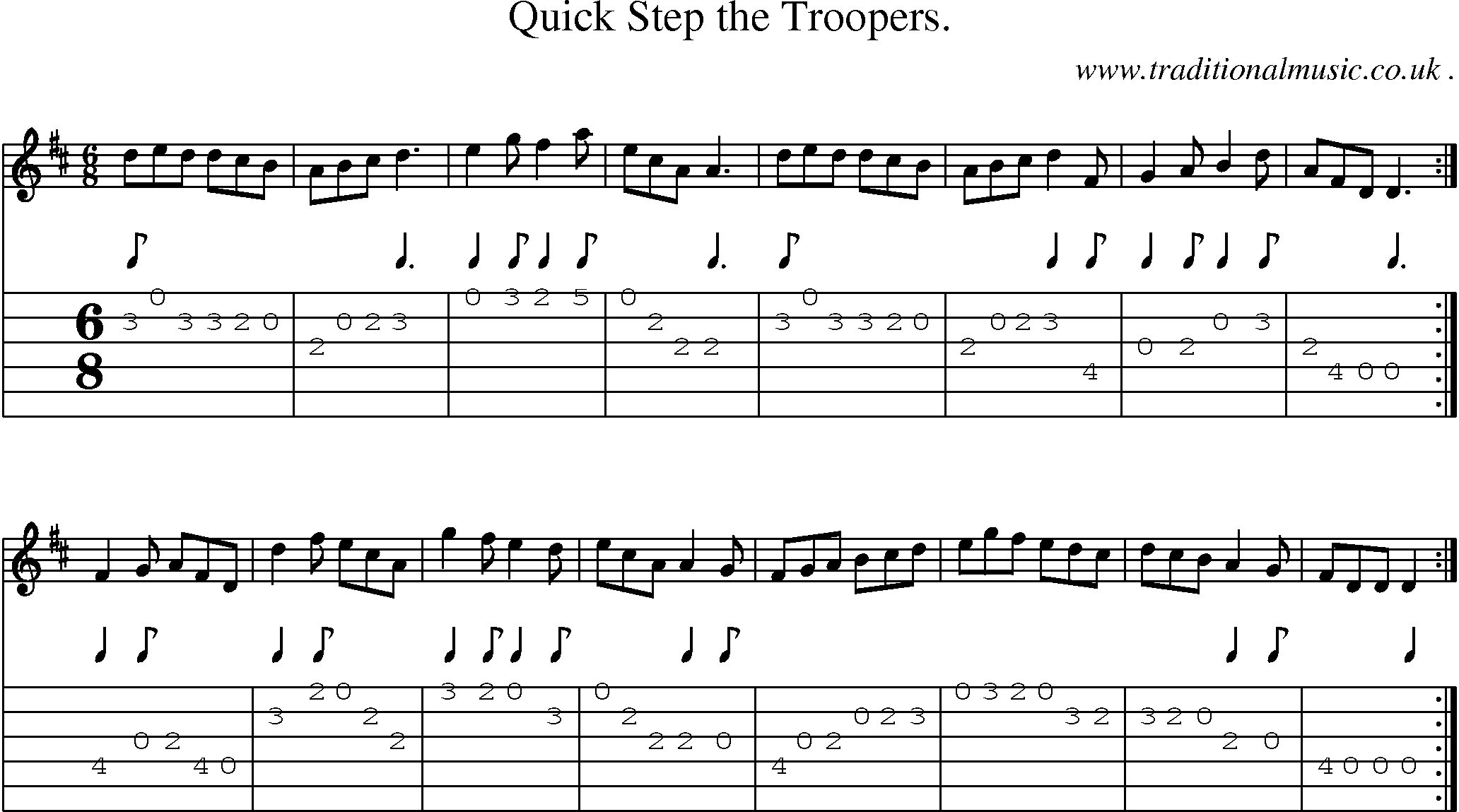 Sheet-music  score, Chords and Guitar Tabs for Quick Step The Troopers