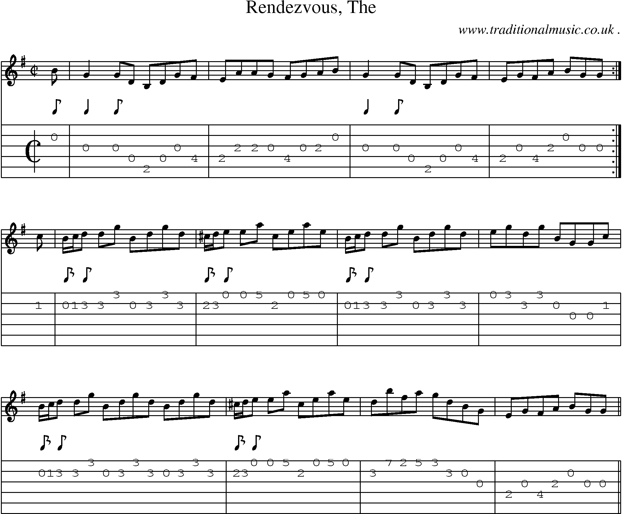 Sheet-music  score, Chords and Guitar Tabs for Rendezvous The