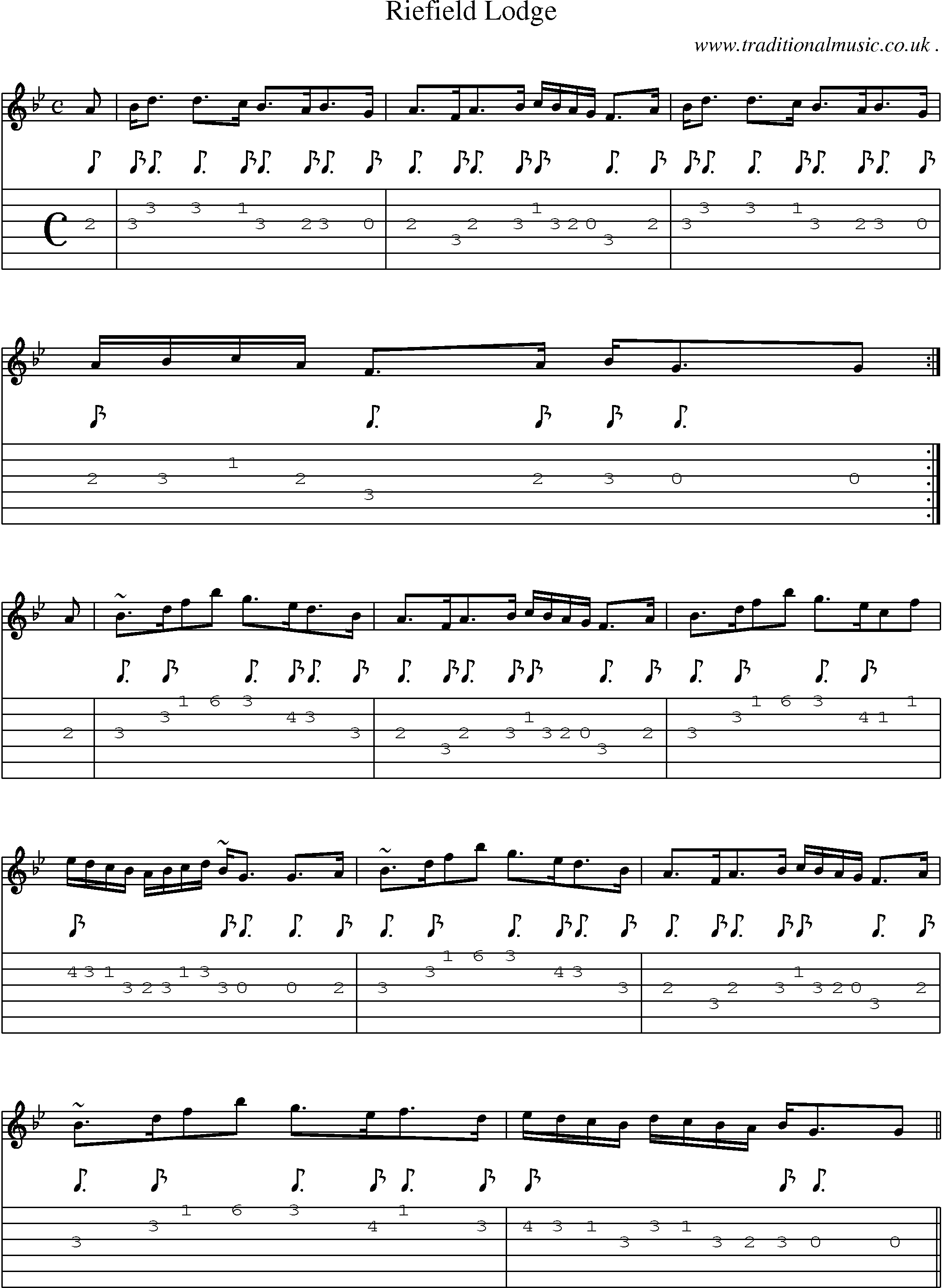 Sheet-music  score, Chords and Guitar Tabs for Riefield Lodge