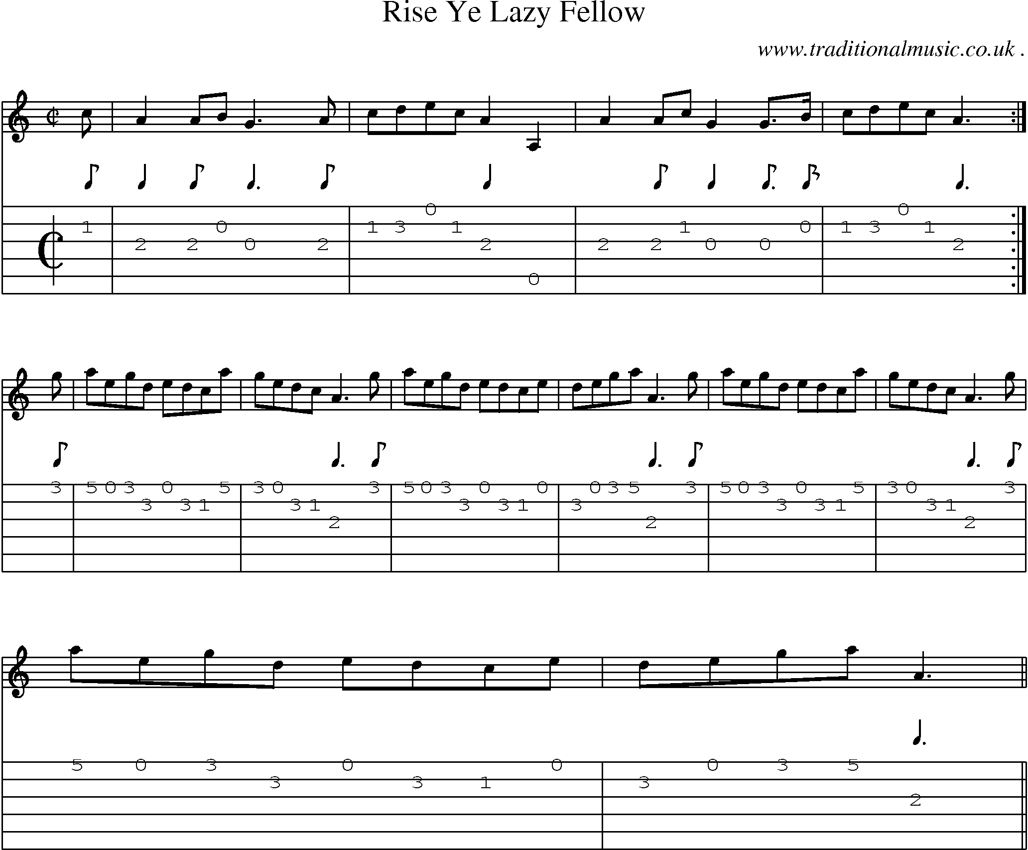 Sheet-music  score, Chords and Guitar Tabs for Rise Ye Lazy Fellow