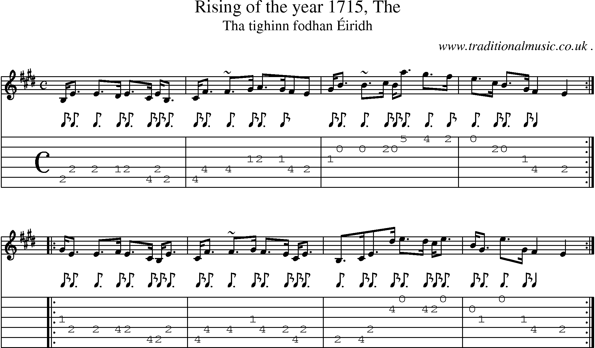 Sheet-music  score, Chords and Guitar Tabs for Rising Of The Year 1715 The