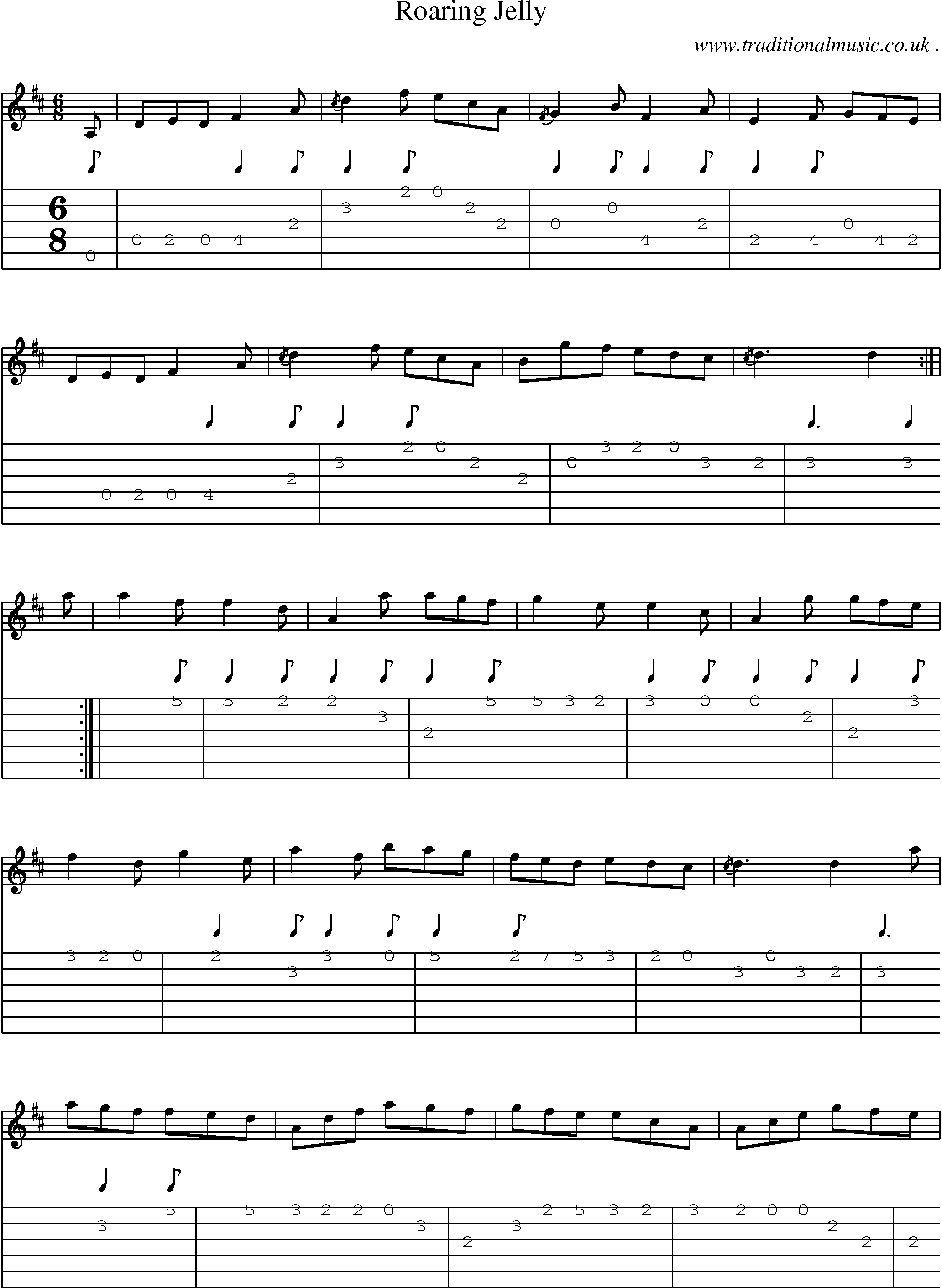 Sheet-music  score, Chords and Guitar Tabs for Roaring Jelly
