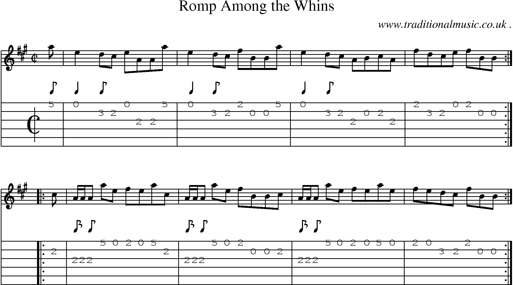 Sheet-music  score, Chords and Guitar Tabs for Romp Among The Whins