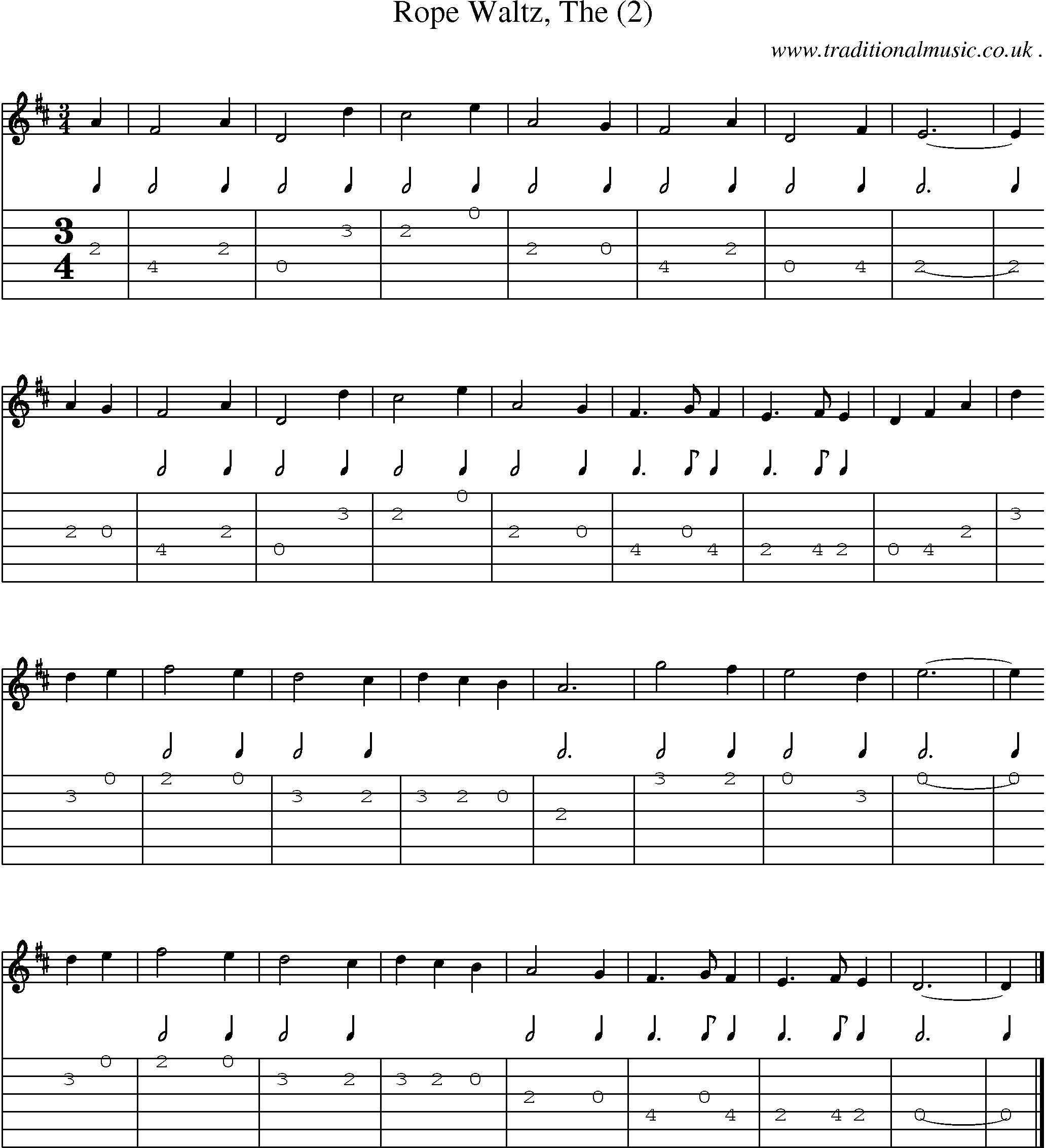 Sheet-music  score, Chords and Guitar Tabs for Rope Waltz The 2