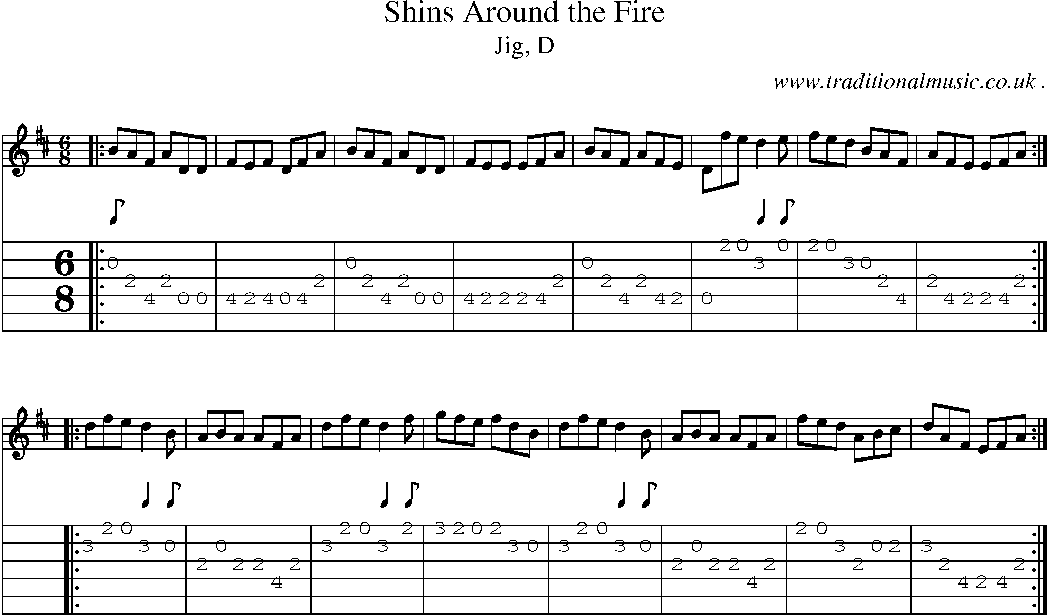 Sheet-music  score, Chords and Guitar Tabs for Shins Around The Fire