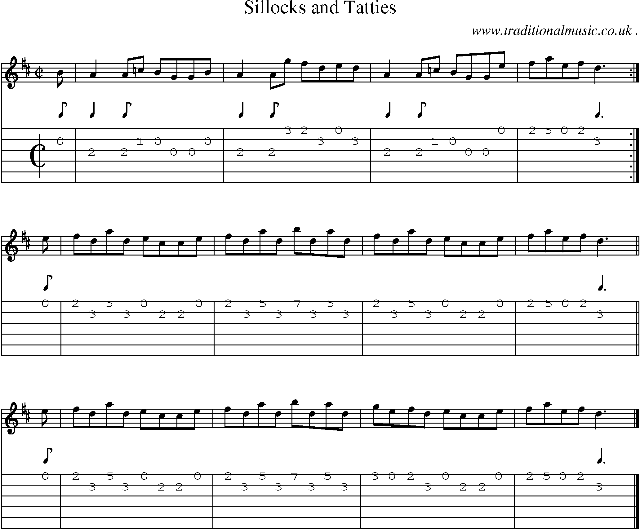 Sheet-music  score, Chords and Guitar Tabs for Sillocks And Tatties
