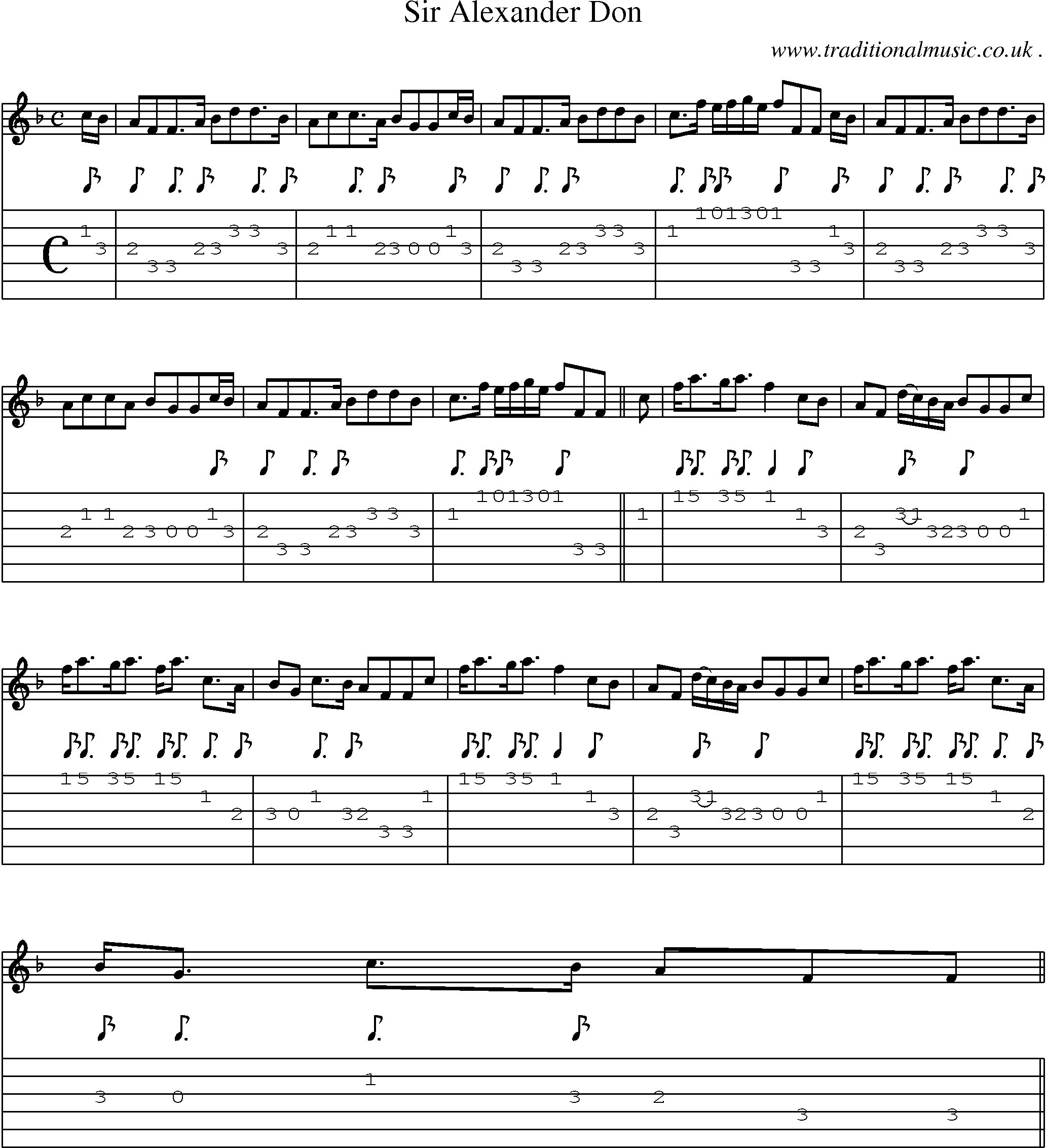 Sheet-music  score, Chords and Guitar Tabs for Sir Alexander Don