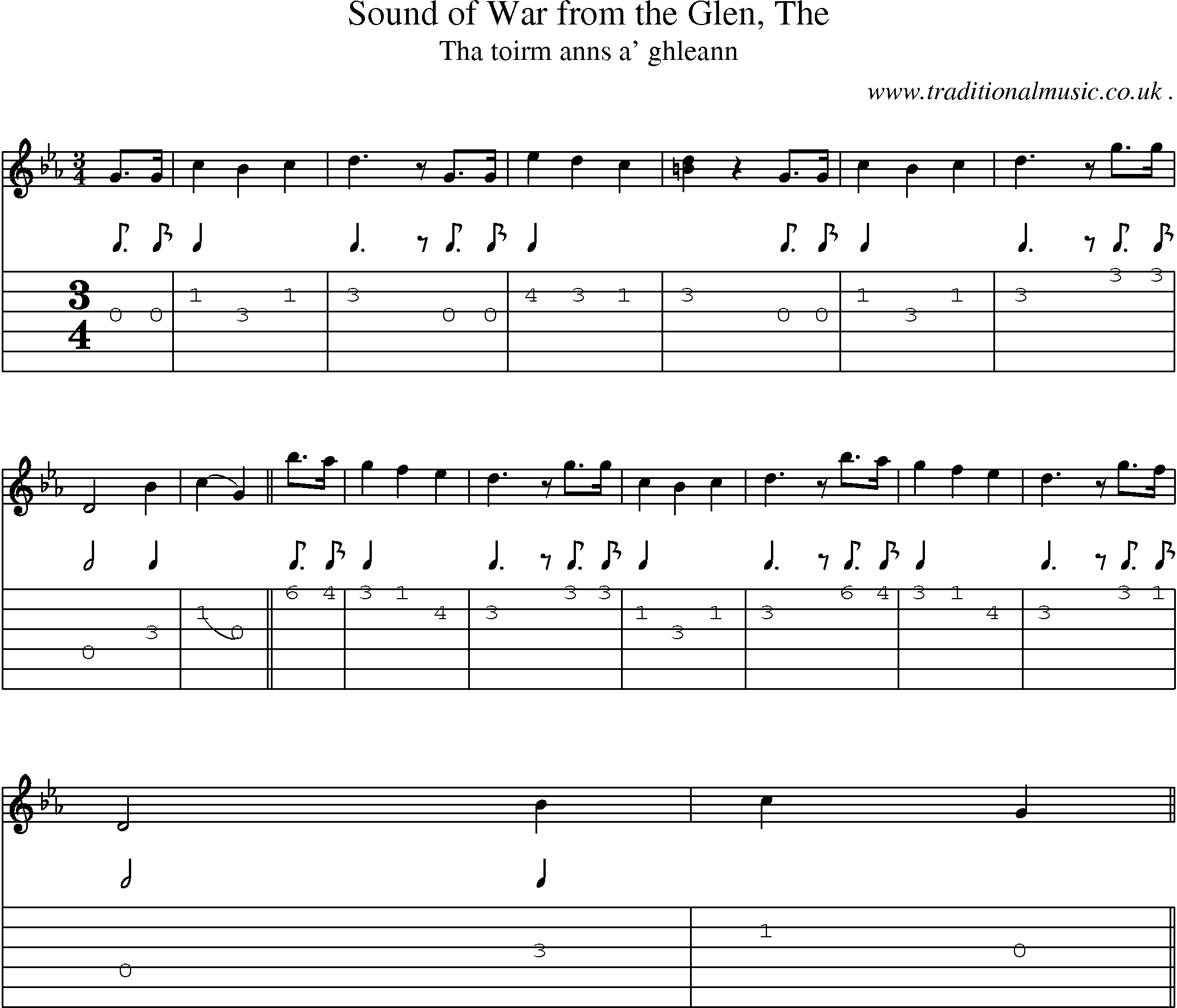 Sheet-music  score, Chords and Guitar Tabs for Sound Of War From The Glen The