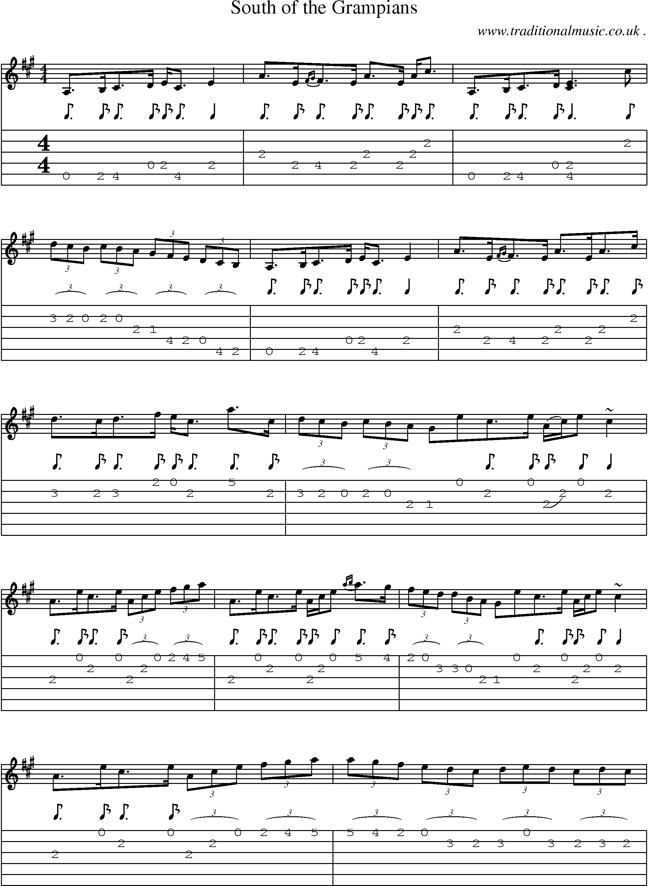 Sheet-music  score, Chords and Guitar Tabs for South Of The Grampians