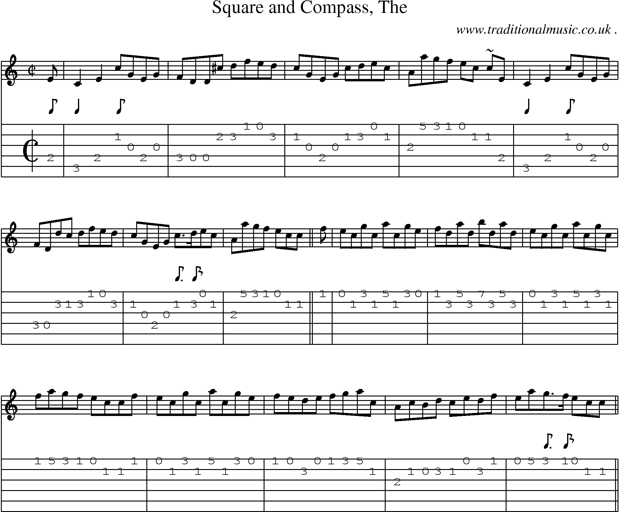Sheet-music  score, Chords and Guitar Tabs for Square And Compass The