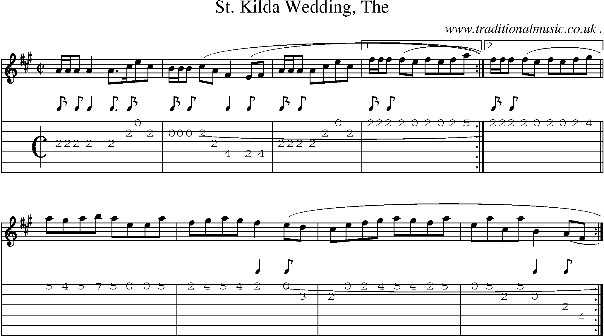 Sheet-music  score, Chords and Guitar Tabs for St Kilda Wedding The