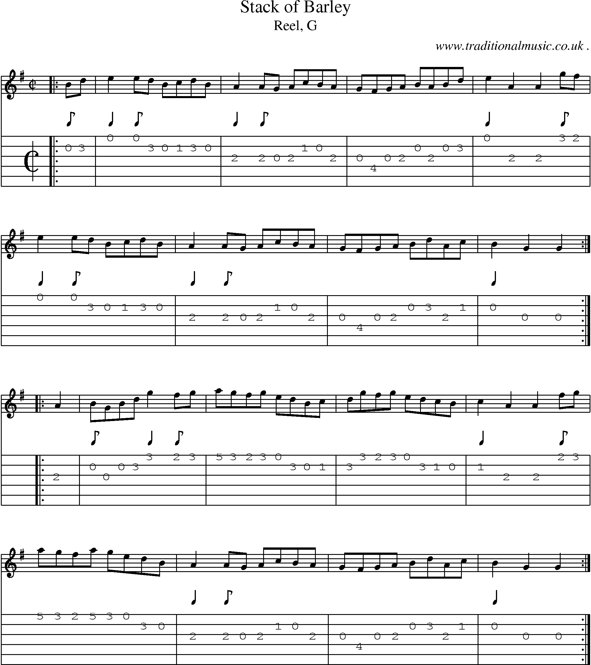 Sheet-music  score, Chords and Guitar Tabs for Stack Of Barley