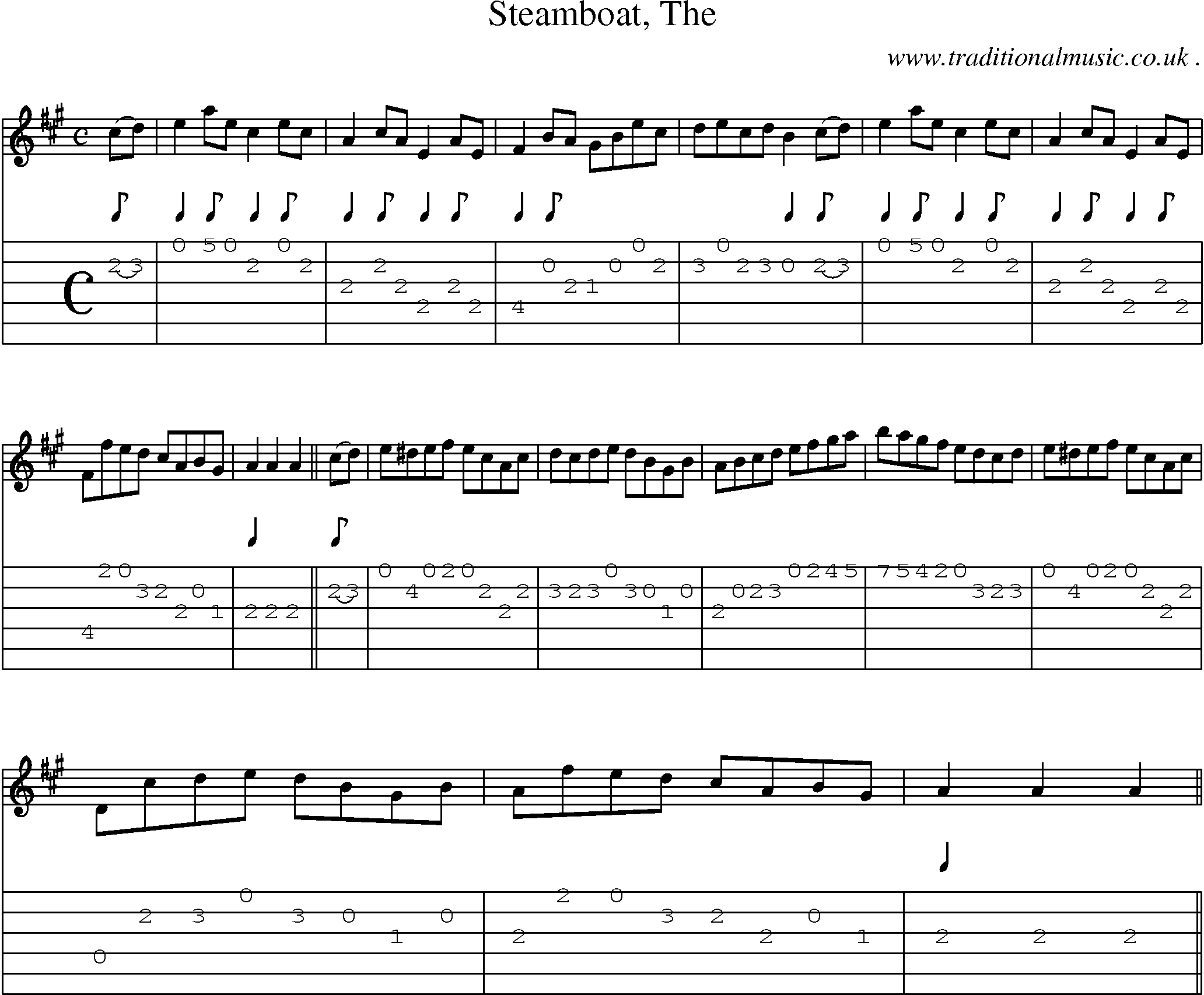 Sheet-music  score, Chords and Guitar Tabs for Steamboat The