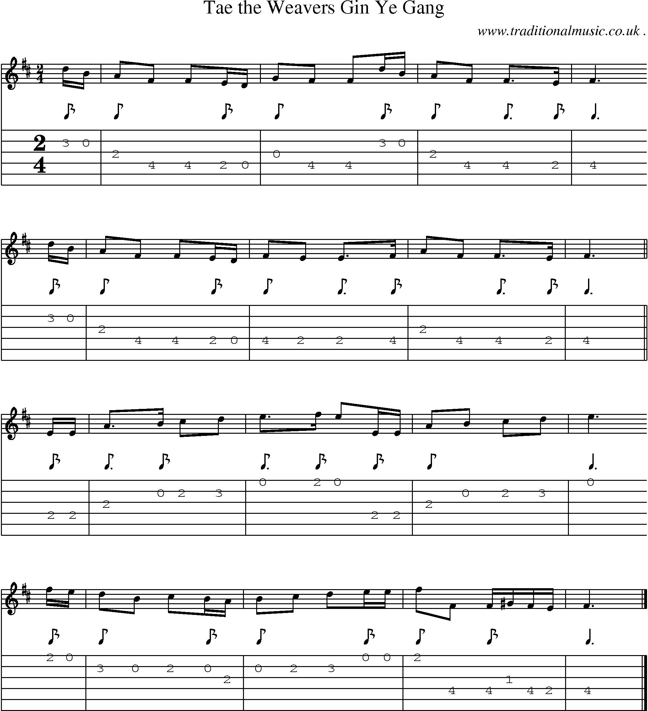 Sheet-music  score, Chords and Guitar Tabs for Tae The Weavers Gin Ye Gang