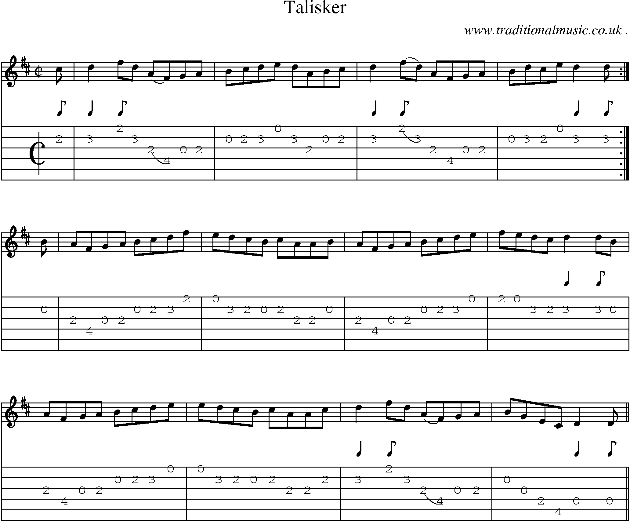 Sheet-music  score, Chords and Guitar Tabs for Talisker