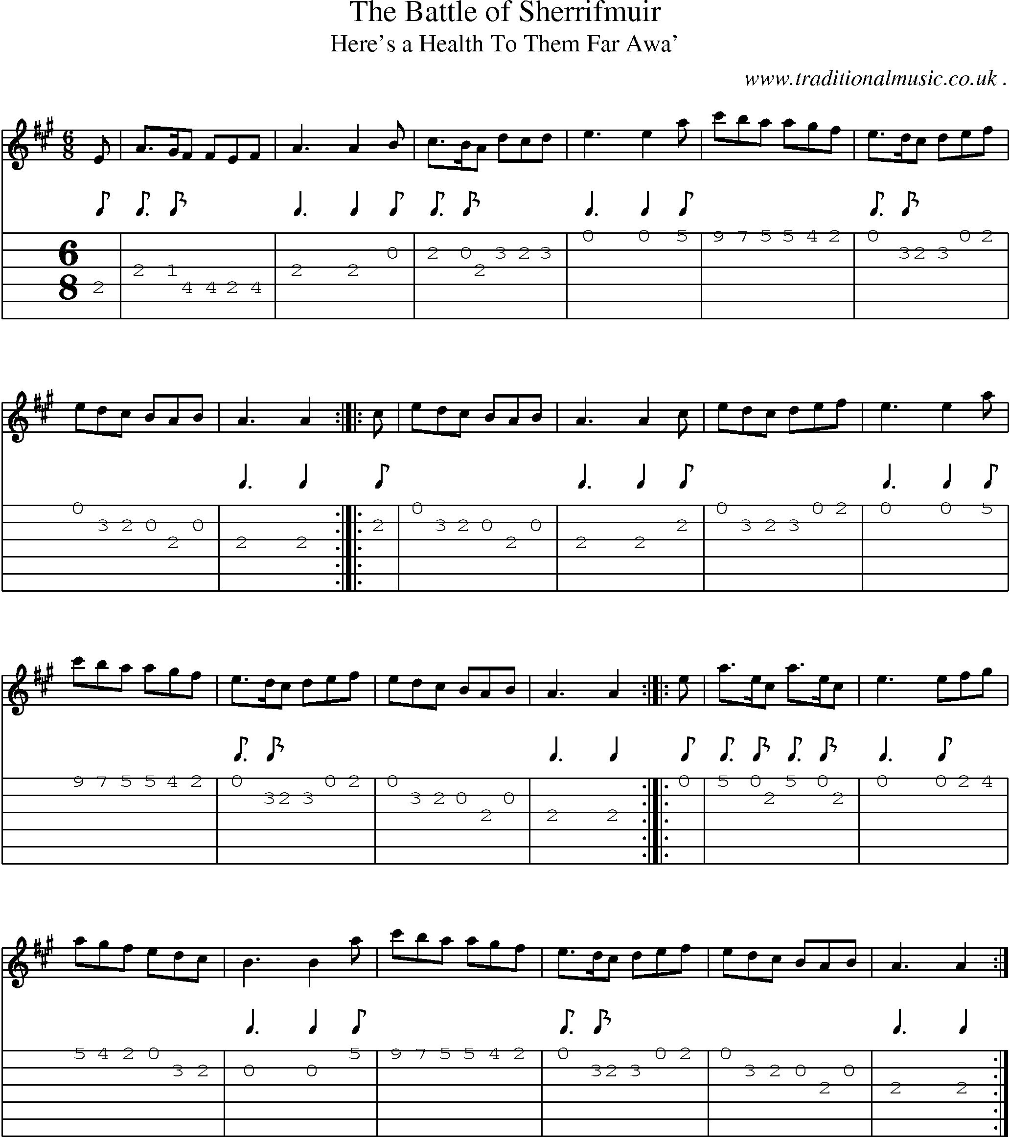 Sheet-music  score, Chords and Guitar Tabs for The Battle Of Sherrifmuir